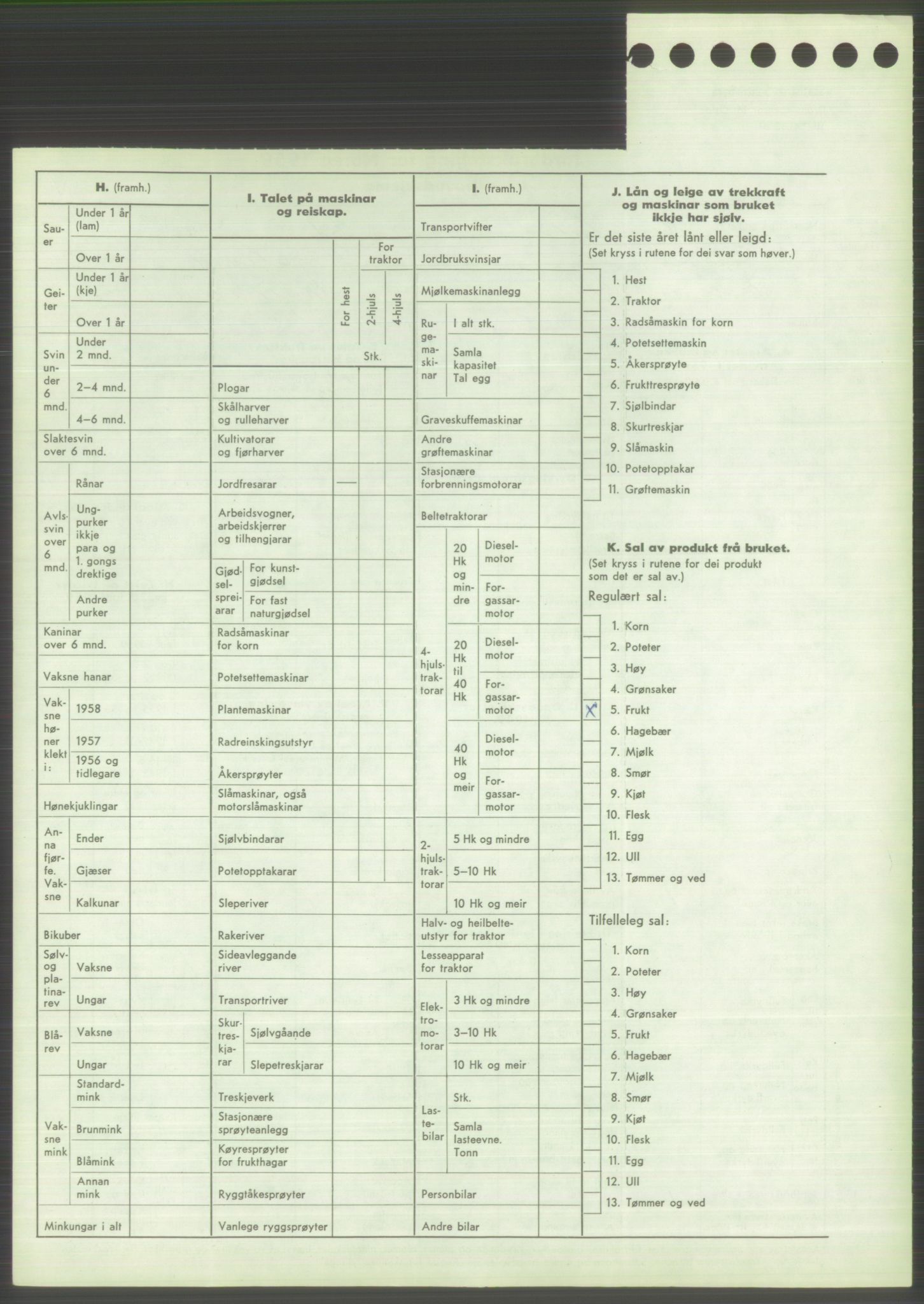 Statistisk sentralbyrå, Næringsøkonomiske emner, Jordbruk, skogbruk, jakt, fiske og fangst, AV/RA-S-2234/G/Gd/L0373: Rogaland: 1130 Strand (kl. 1-2), 1131 Årdal og 1132 Fister, 1959, p. 1438