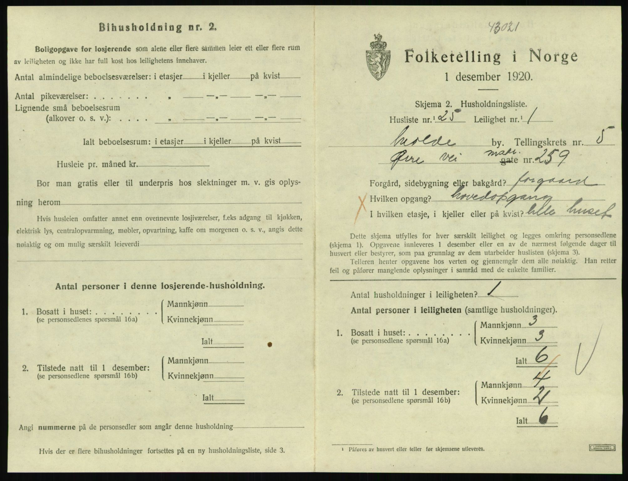 SAT, 1920 census for Molde, 1920, p. 1869