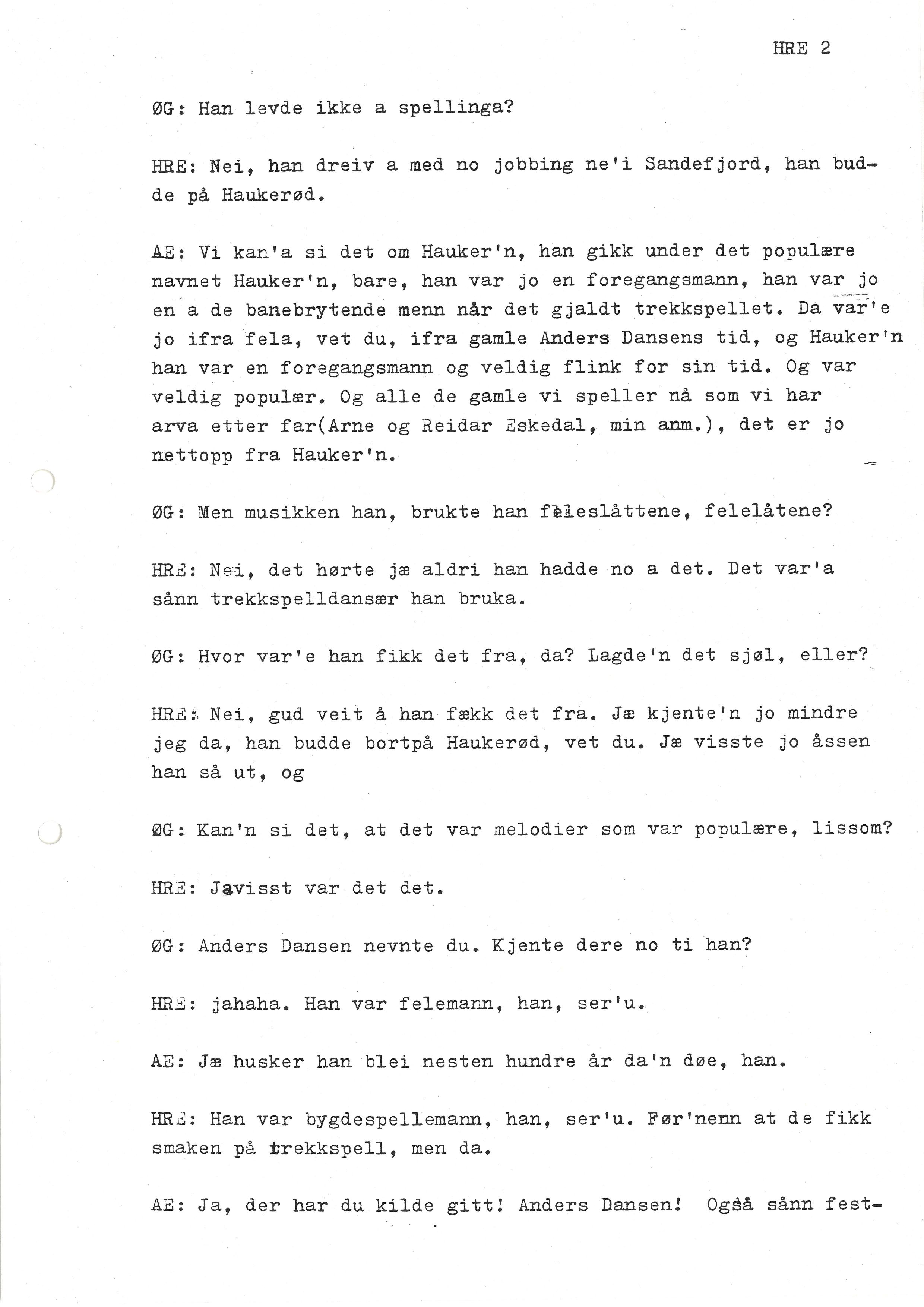 Sa 16 - Folkemusikk fra Vestfold, Gjerdesamlingen, VEMU/A-1868/I/L0001: Informantregister med intervjunedtegnelser, 1979-1986