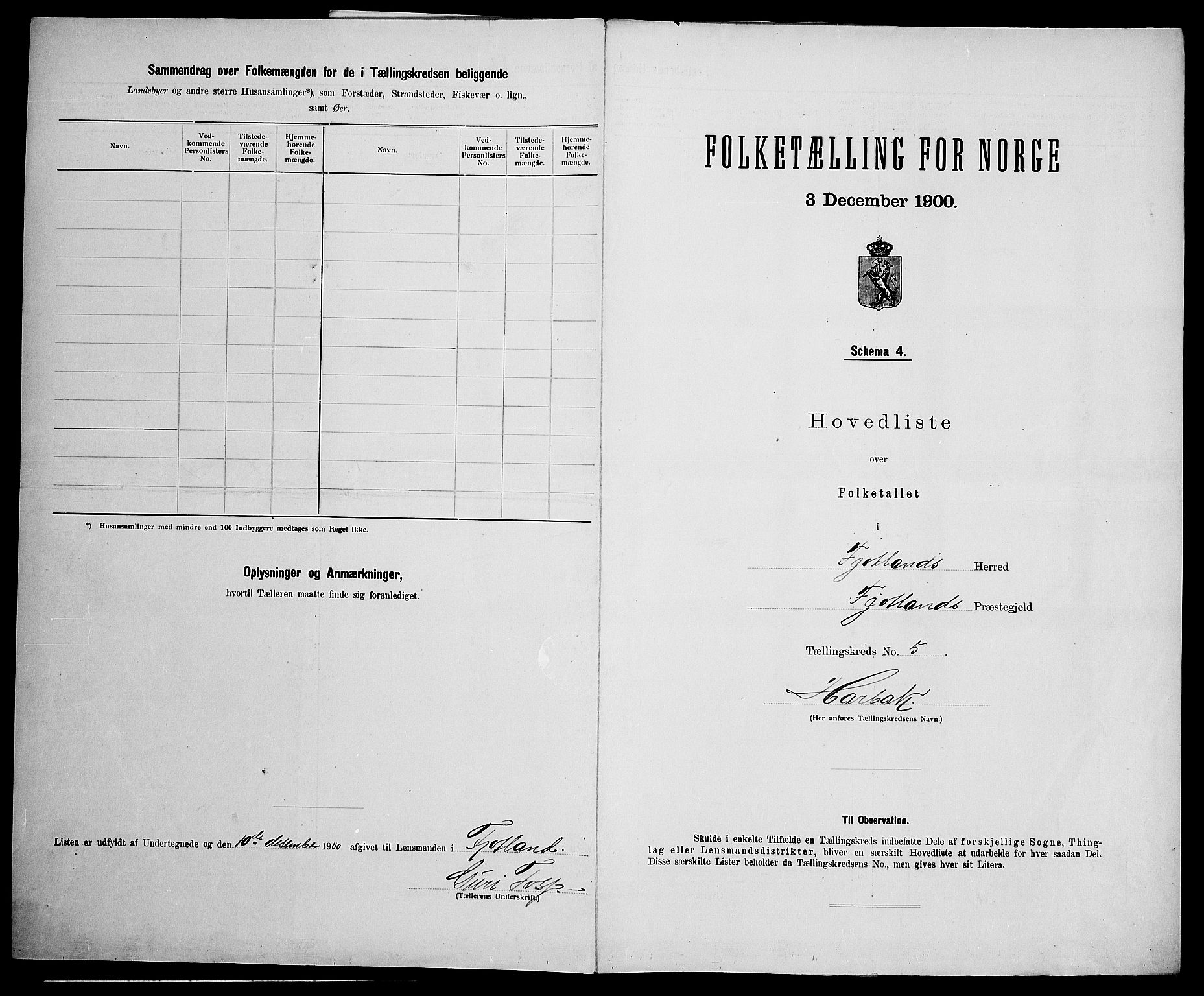 SAK, 1900 census for Fjotland, 1900, p. 23