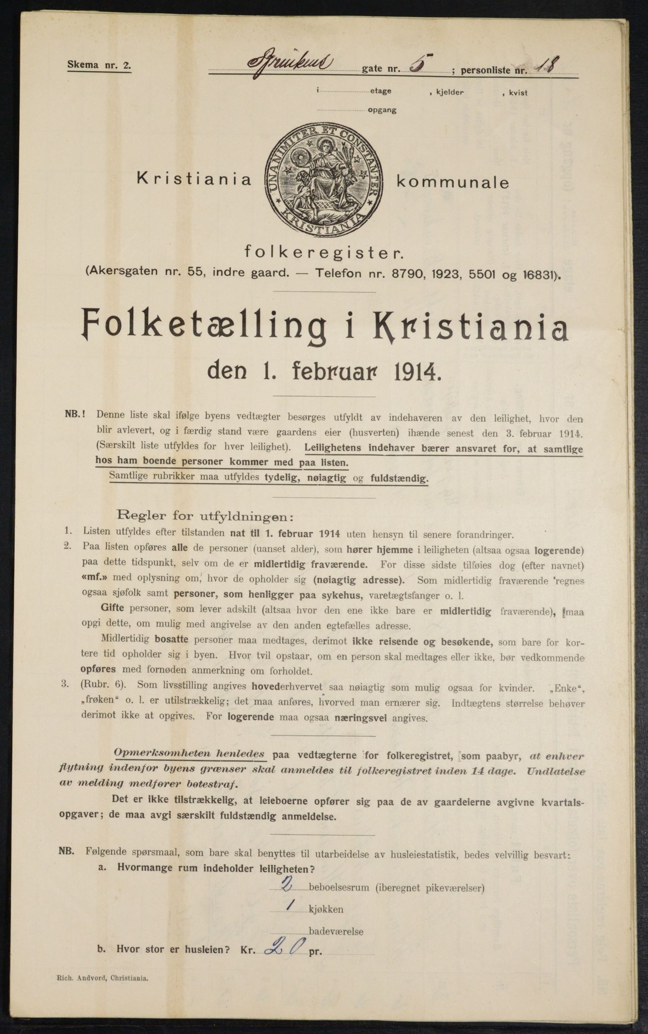 OBA, Municipal Census 1914 for Kristiania, 1914, p. 8842