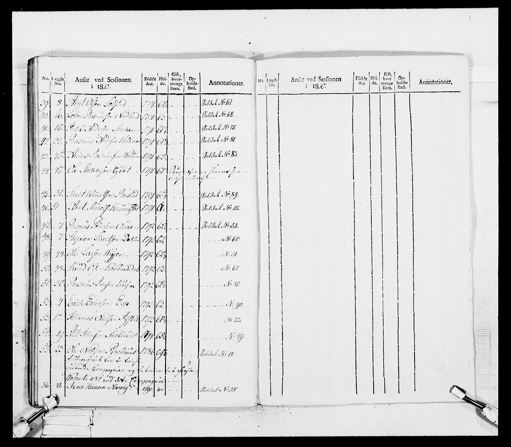 Generalitets- og kommissariatskollegiet, Det kongelige norske kommissariatskollegium, RA/EA-5420/E/Eh/L0083a: 2. Trondheimske nasjonale infanteriregiment, 1810, p. 98