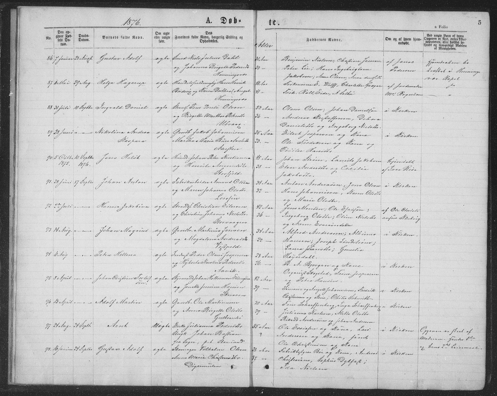 Ministerialprotokoller, klokkerbøker og fødselsregistre - Nordland, SAT/A-1459/874/L1075: Parish register (copy) no. 874C04, 1876-1883, p. 5