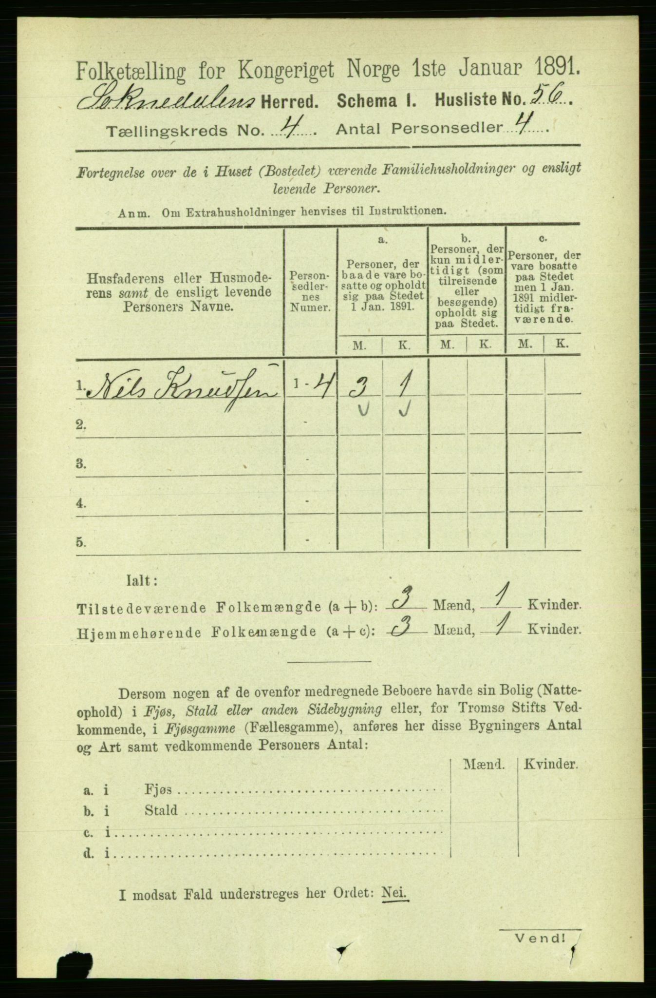 RA, 1891 census for 1649 Soknedal, 1891, p. 1581