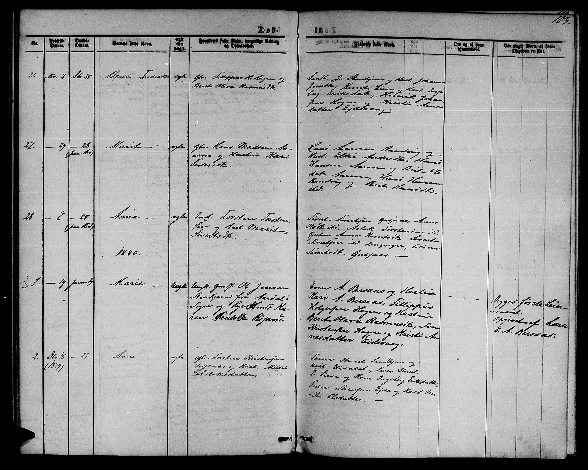 Ministerialprotokoller, klokkerbøker og fødselsregistre - Møre og Romsdal, SAT/A-1454/551/L0630: Parish register (copy) no. 551C02, 1867-1885, p. 103