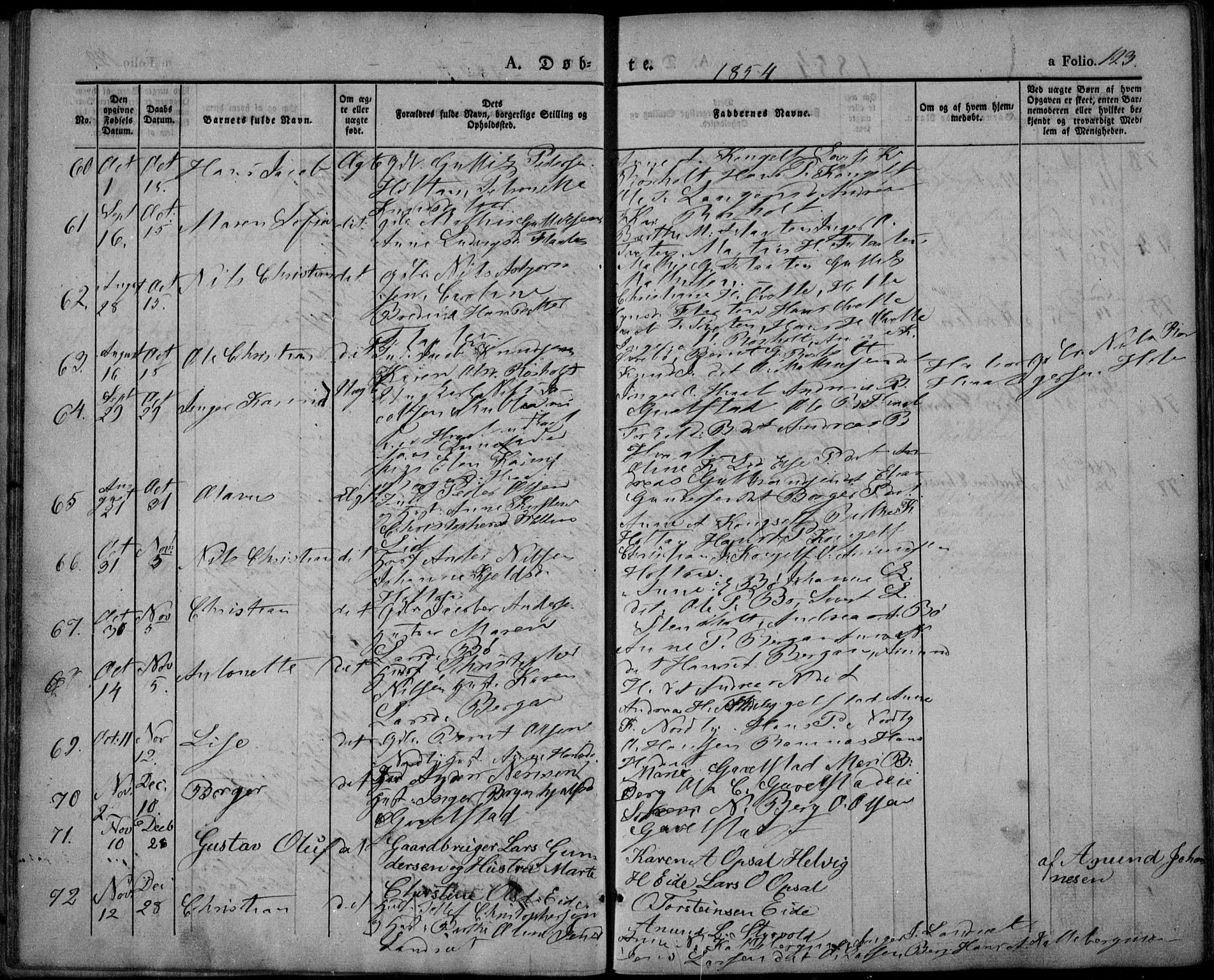 Lardal kirkebøker, AV/SAKO-A-350/F/Fa/L0006: Parish register (official) no. I 6, 1835-1860, p. 123