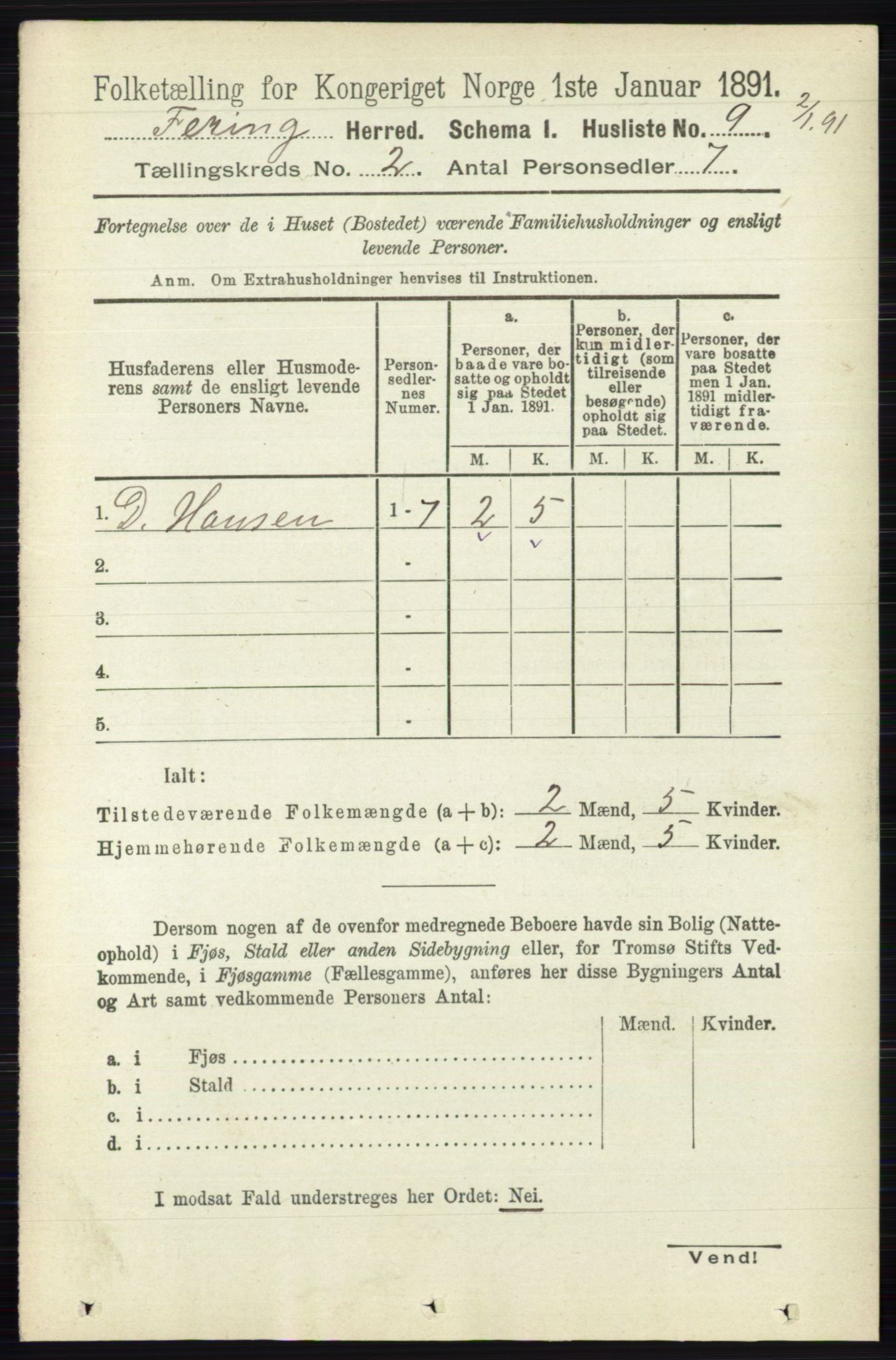 RA, 1891 census for 0240 Feiring, 1891, p. 678