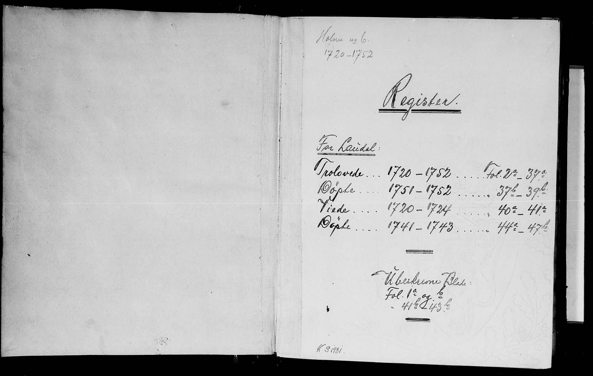 Holum sokneprestkontor, SAK/1111-0022/F/Fa/Fab/L0001: Parish register (official) no. A 1, 1720-1752