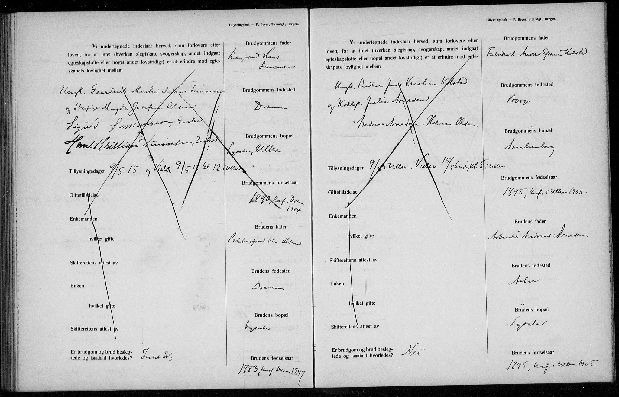 Ullern prestekontor Kirkebøker, AV/SAO-A-10740/H/L0001: Banns register no. 1, 1911-1916