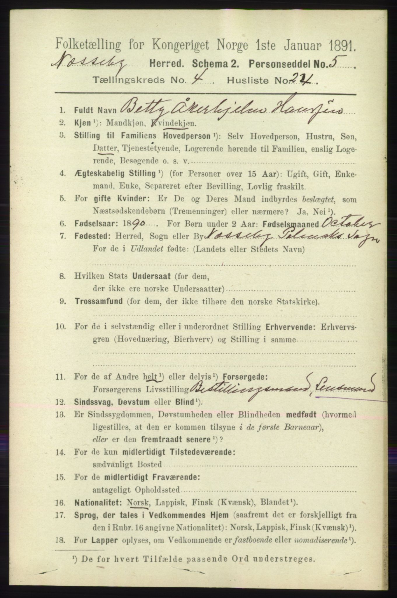 RA, 1891 census for 2027 Nesseby, 1891, p. 1392