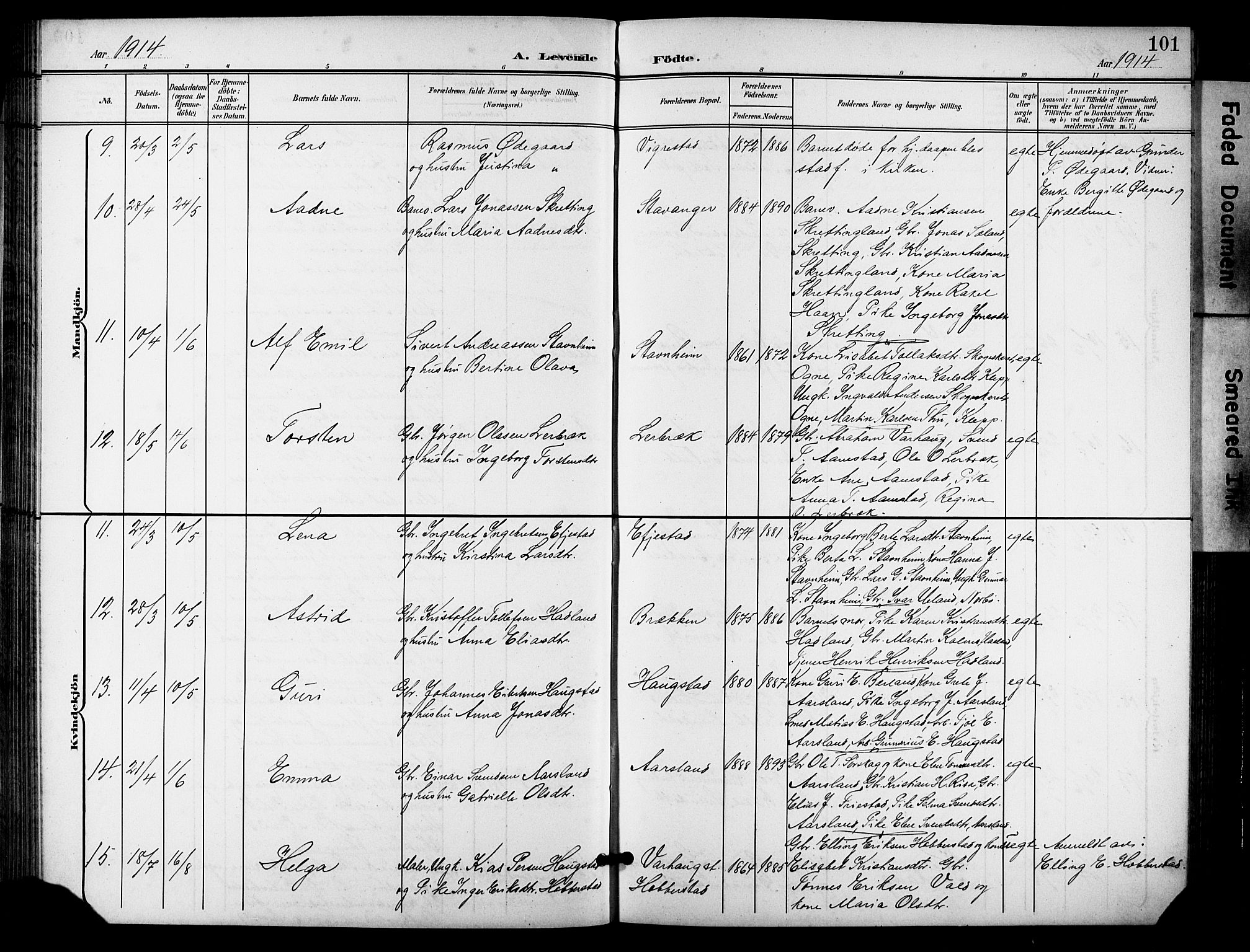 Hå sokneprestkontor, SAST/A-101801/001/30BB/L0006: Parish register (copy) no. B 6, 1900-1924, p. 101