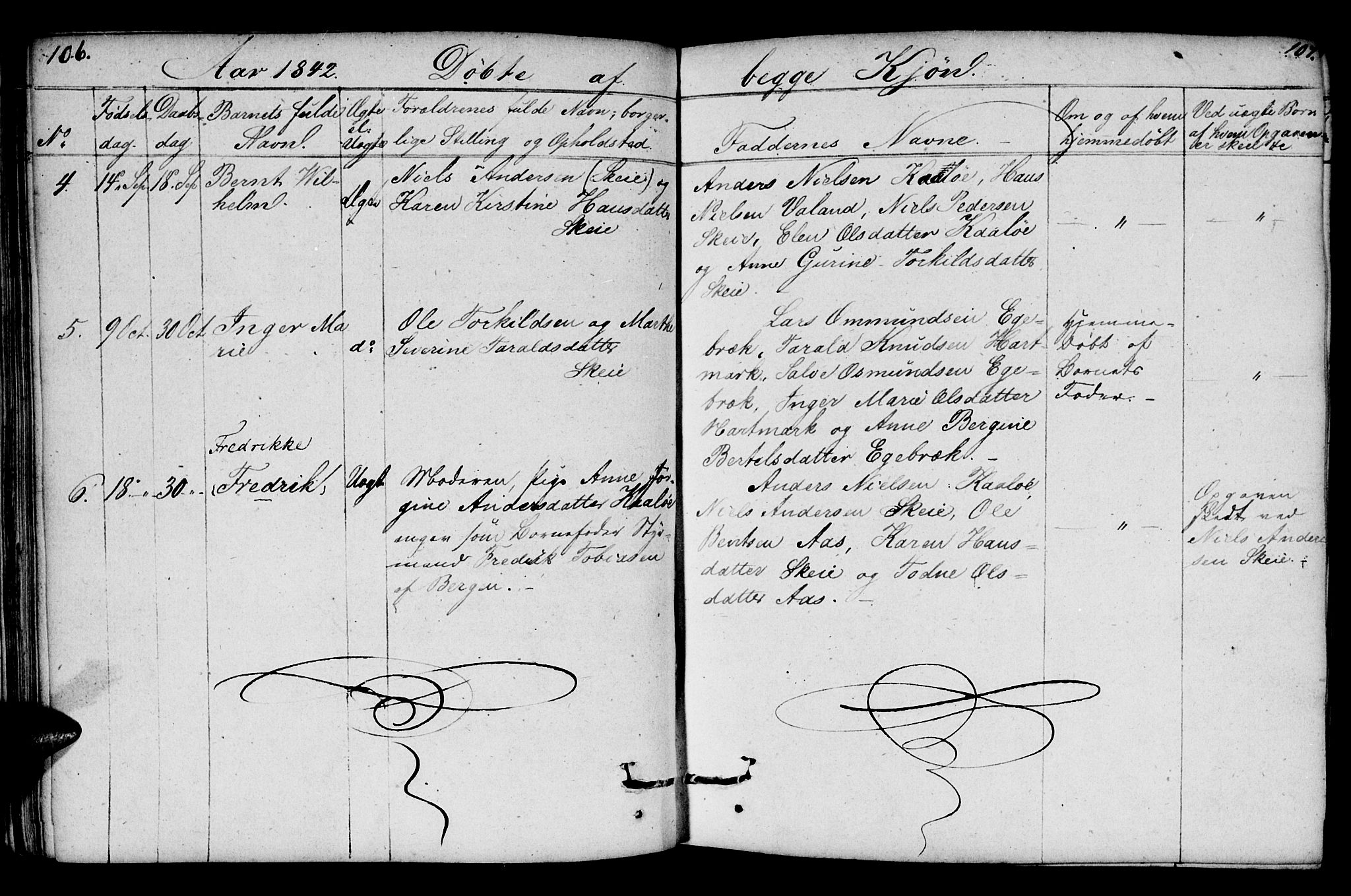 Mandal sokneprestkontor, SAK/1111-0030/F/Fb/Fbb/L0001: Parish register (copy) no. B 1, 1802-1846, p. 106-107