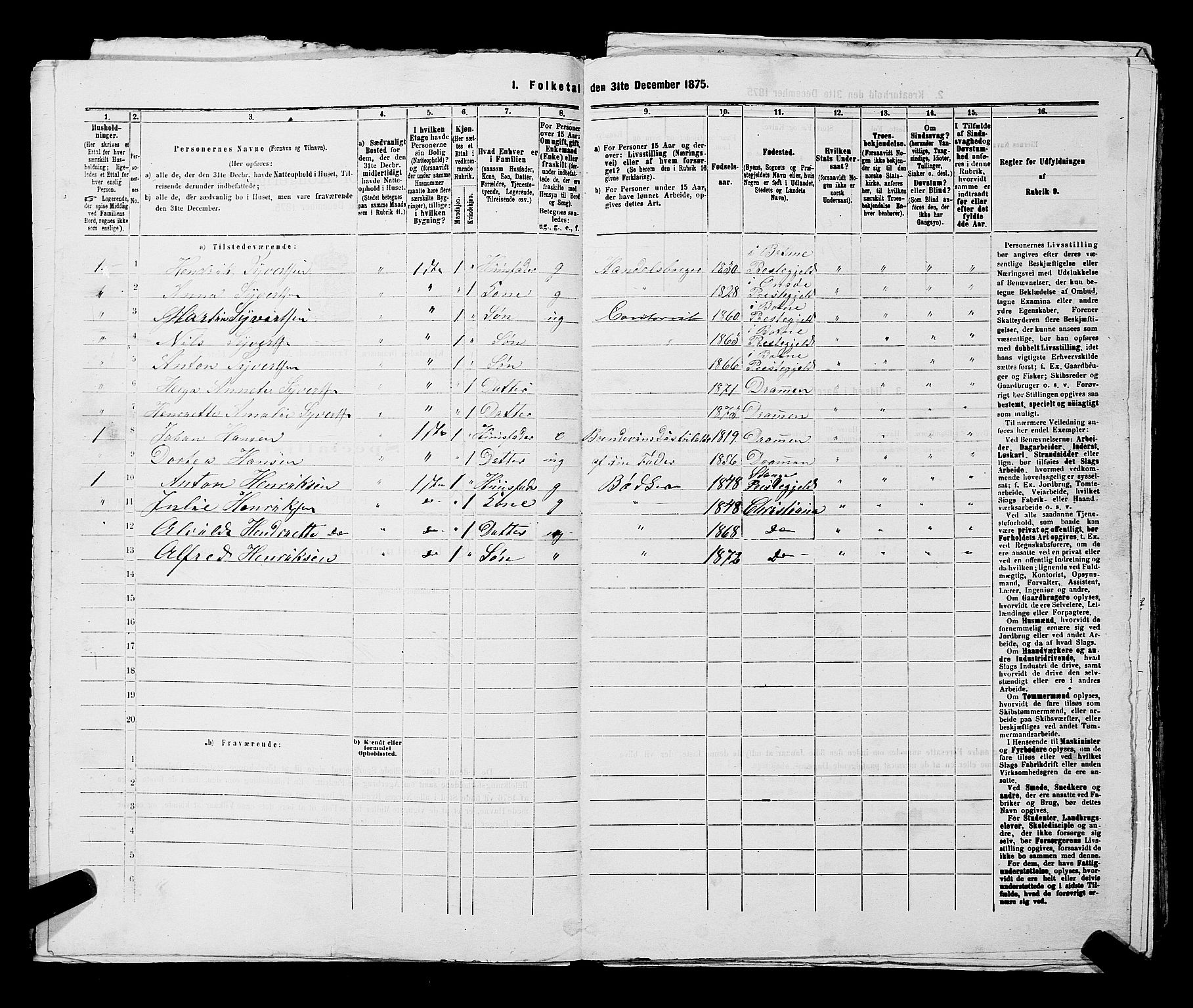 SAKO, 1875 census for 0602 Drammen, 1875, p. 1497