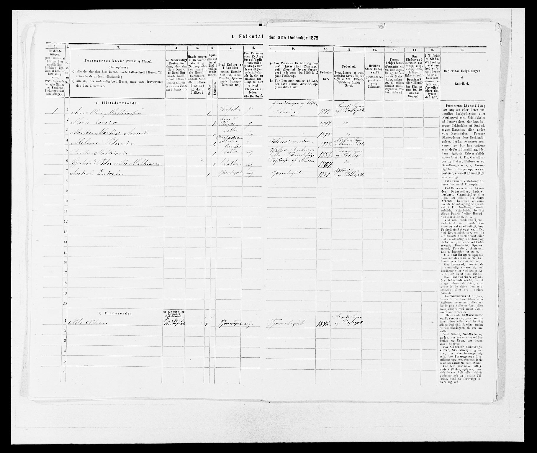 SAB, 1875 census for 1245P Sund, 1875, p. 341