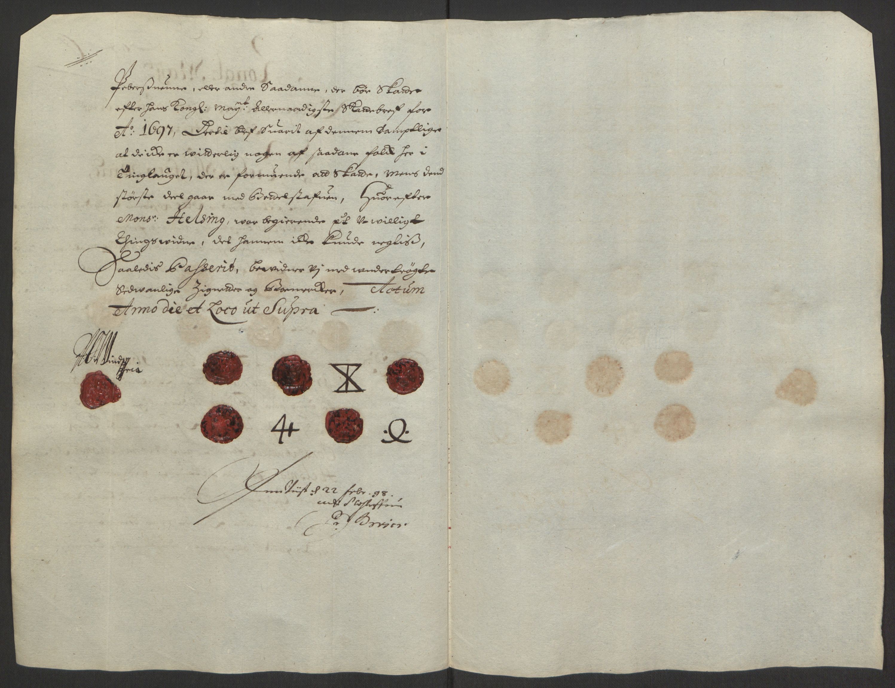 Rentekammeret inntil 1814, Reviderte regnskaper, Fogderegnskap, RA/EA-4092/R63/L4309: Fogderegnskap Inderøy, 1695-1697, p. 406
