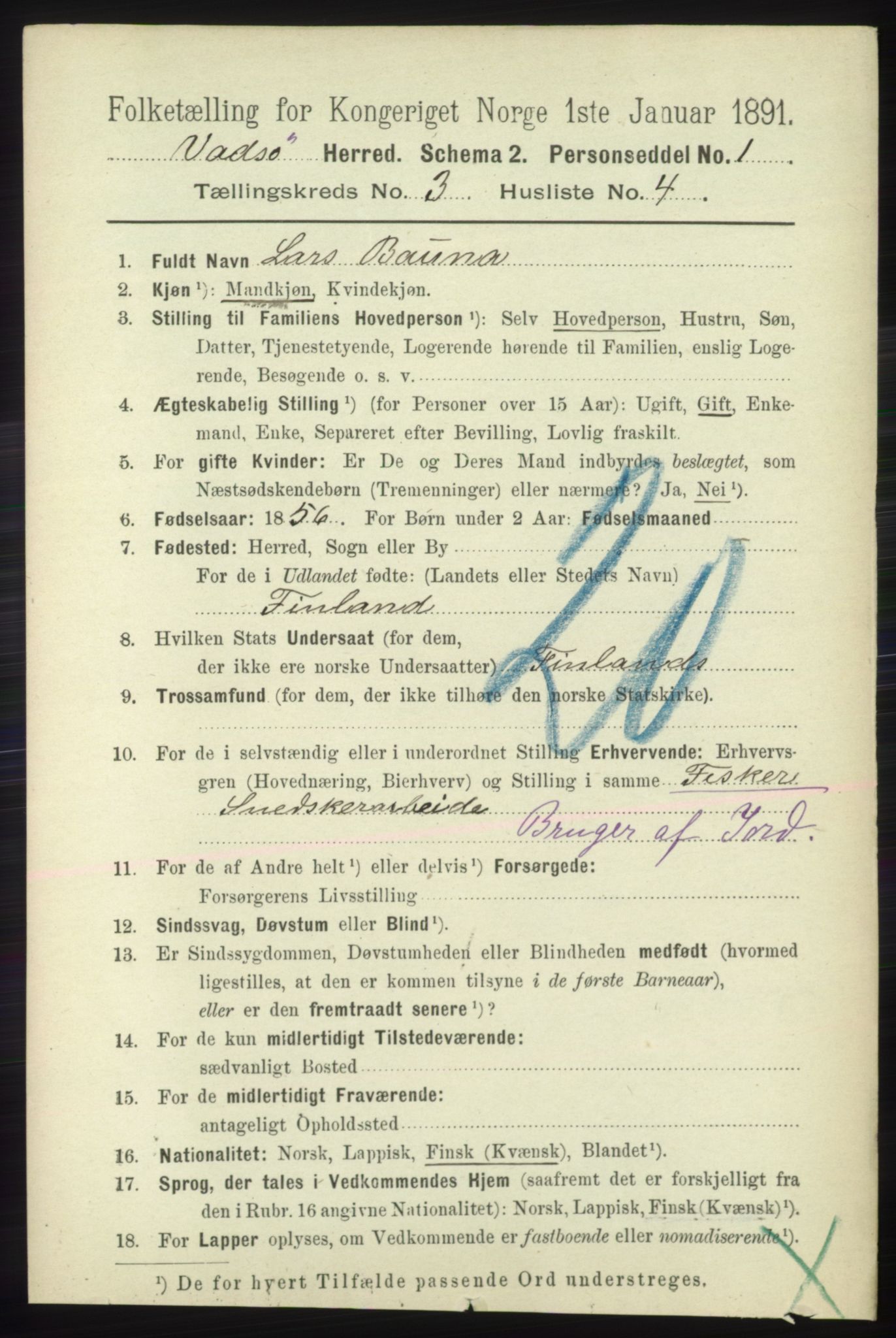 RA, 1891 census for 2029 Vadsø, 1891, p. 841