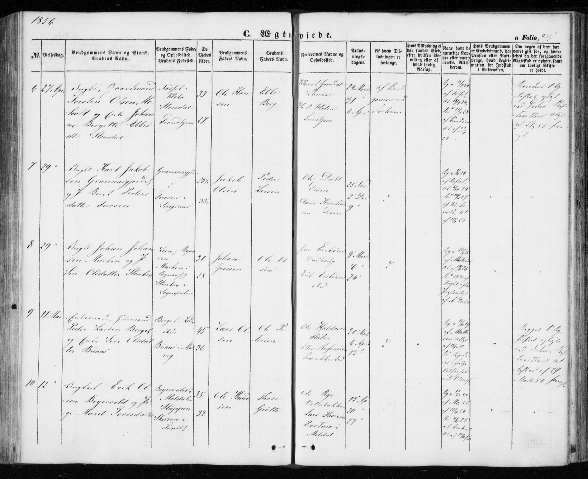 Ministerialprotokoller, klokkerbøker og fødselsregistre - Sør-Trøndelag, SAT/A-1456/606/L0291: Parish register (official) no. 606A06, 1848-1856, p. 245