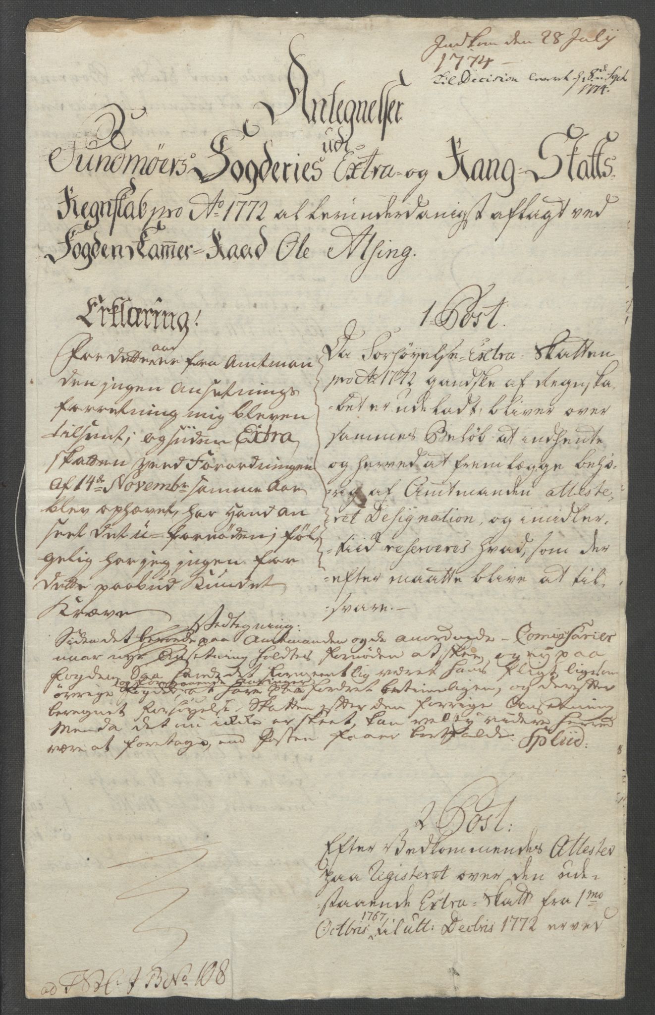 Rentekammeret inntil 1814, Reviderte regnskaper, Fogderegnskap, RA/EA-4092/R54/L3645: Ekstraskatten Sunnmøre, 1762-1772, p. 347