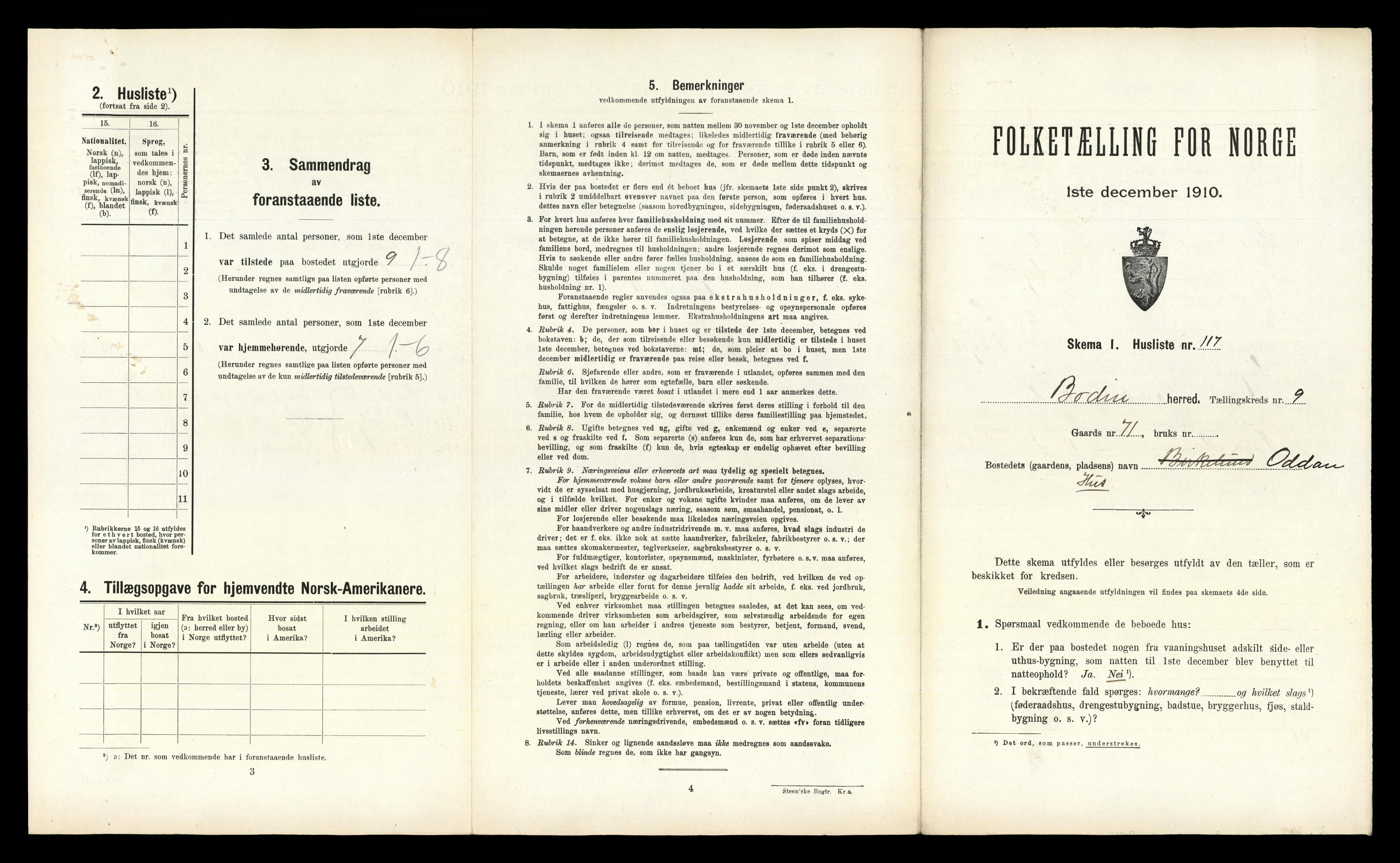 RA, 1910 census for Bodin, 1910, p. 1127