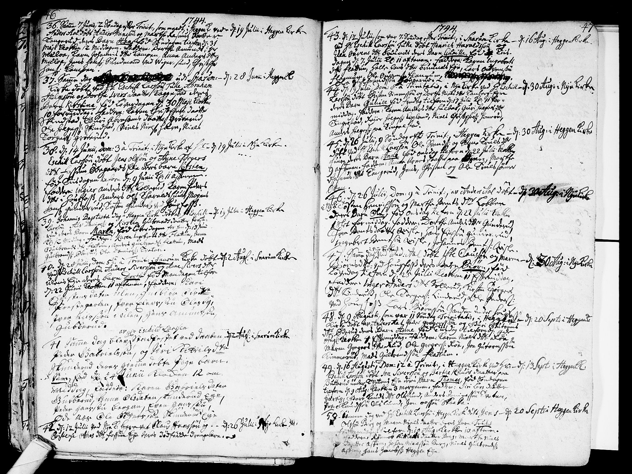 Modum kirkebøker, AV/SAKO-A-234/F/Fa/L0002: Parish register (official) no. 2, 1741-1782, p. 46-47