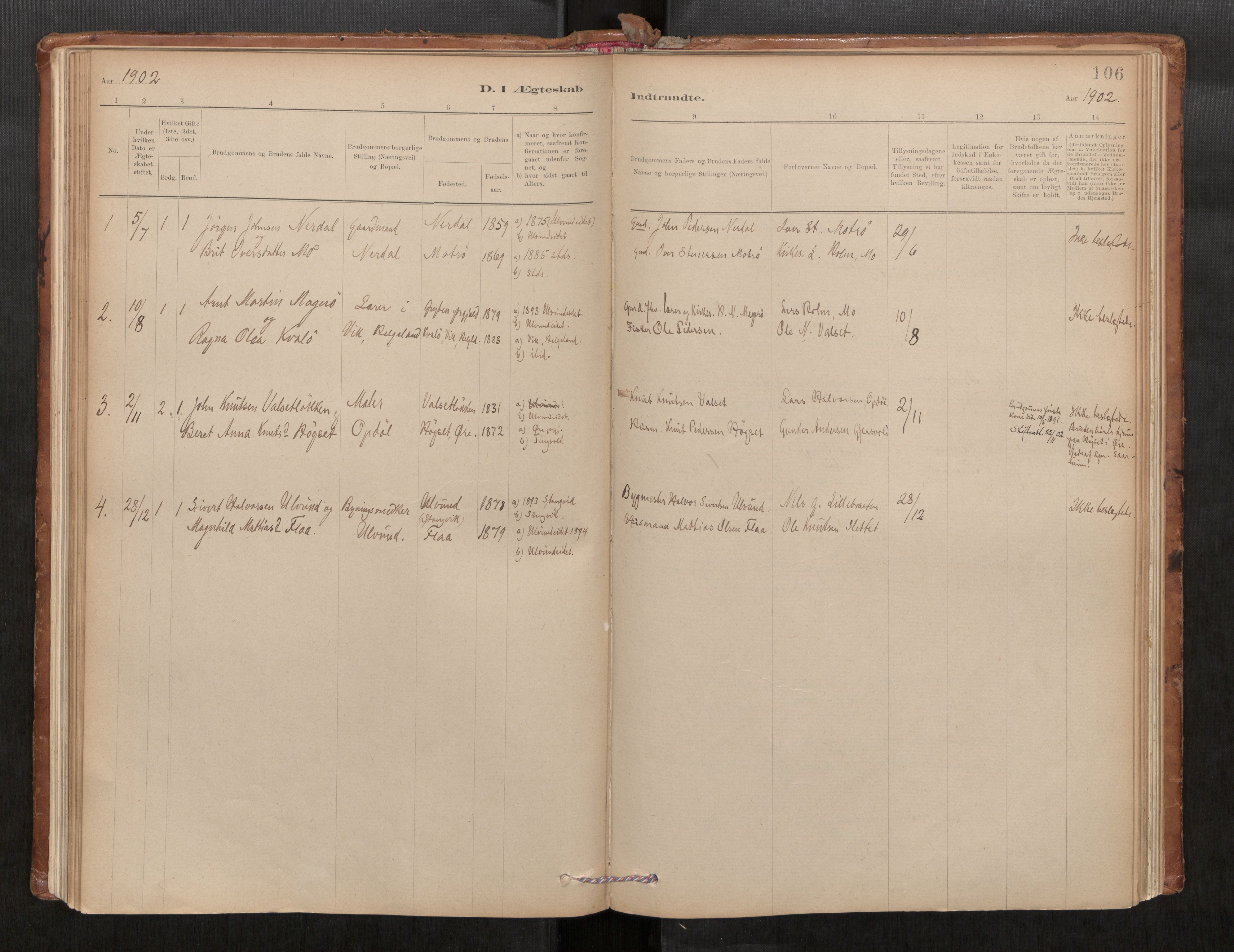 Parish register (official) no. 1, 1886-1908, p. 106
