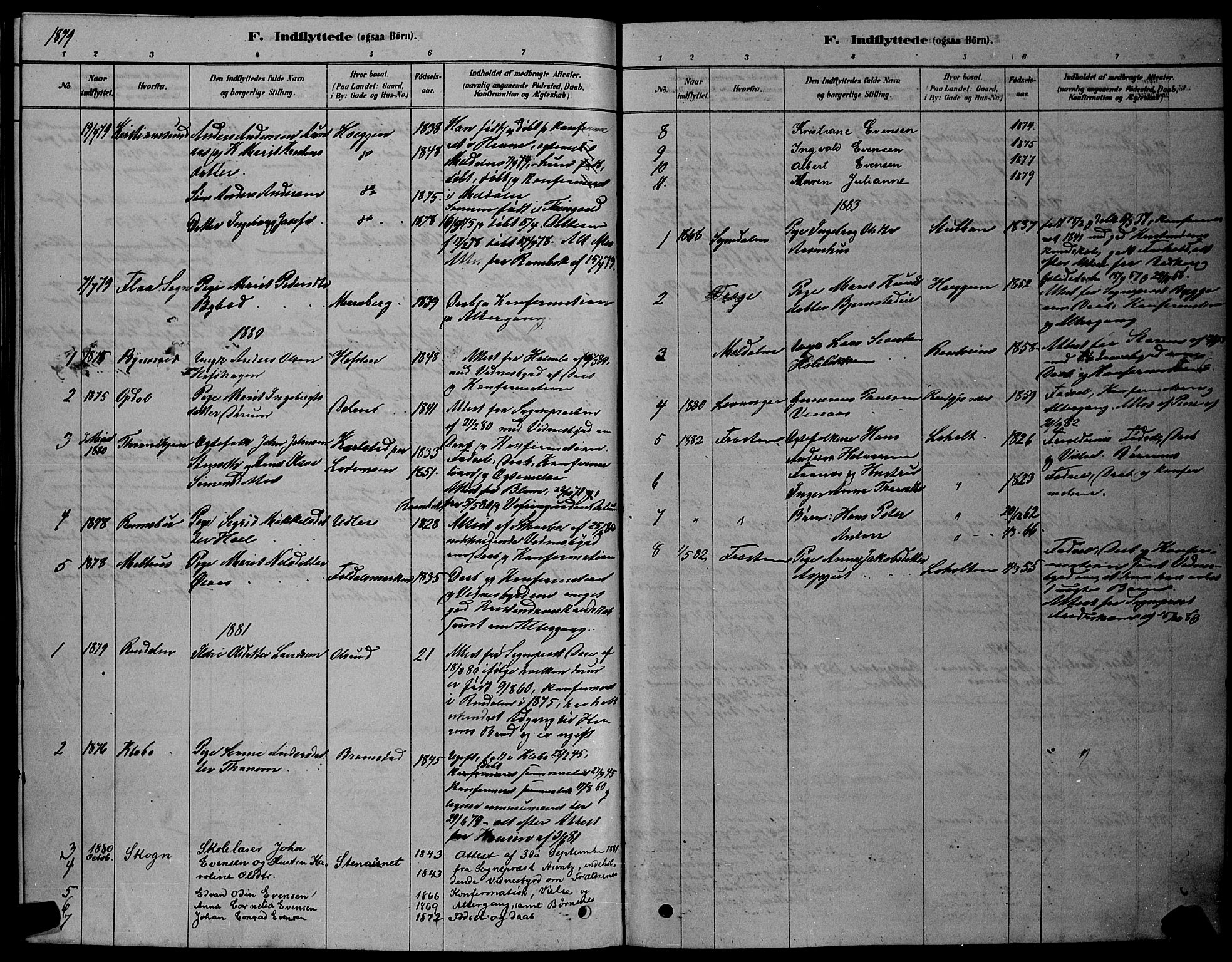 Ministerialprotokoller, klokkerbøker og fødselsregistre - Sør-Trøndelag, SAT/A-1456/606/L0312: Parish register (copy) no. 606C08, 1878-1894