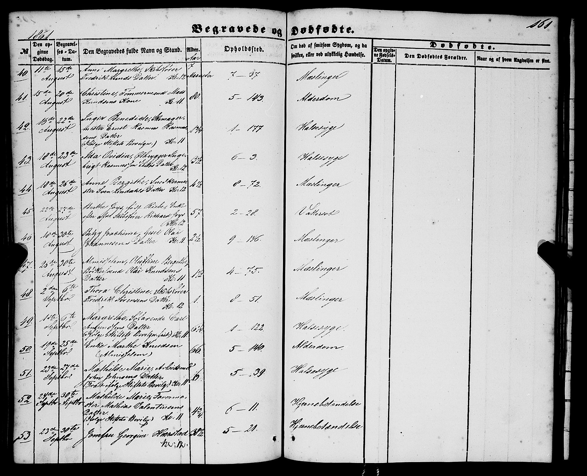 Nykirken Sokneprestembete, AV/SAB-A-77101/H/Haa/L0042: Parish register (official) no. E 2, 1850-1868, p. 161