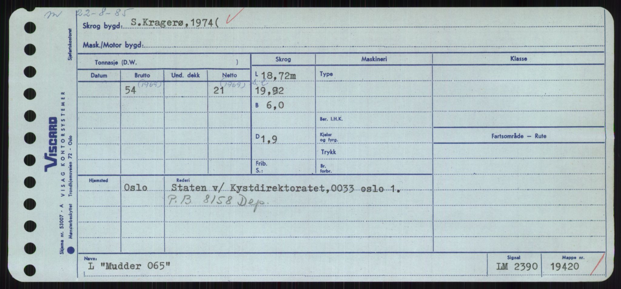 Sjøfartsdirektoratet med forløpere, Skipsmålingen, RA/S-1627/H/Hc/L0001: Lektere, A-Y, p. 317