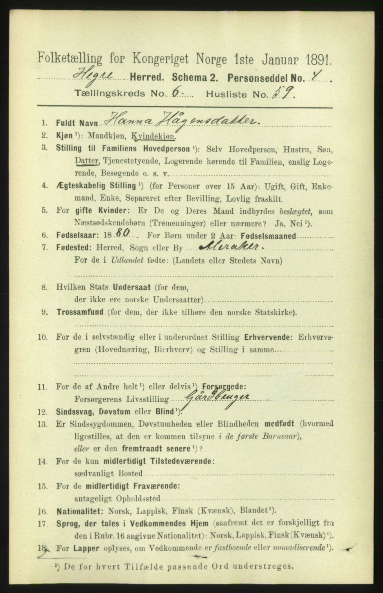 RA, 1891 census for 1712 Hegra, 1891, p. 2741