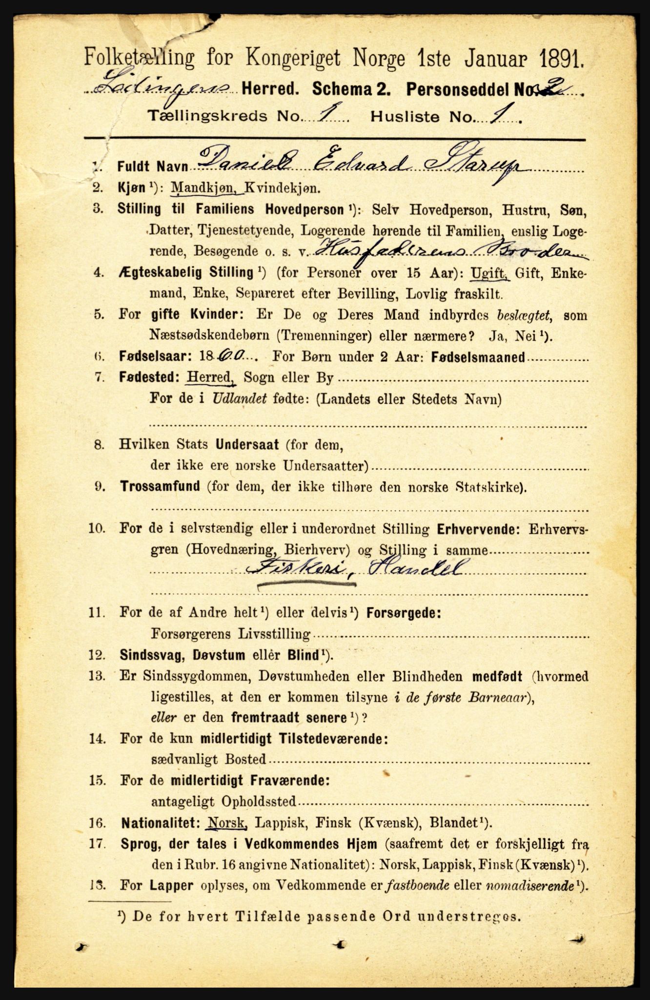 RA, 1891 census for 1851 Lødingen, 1891, p. 101