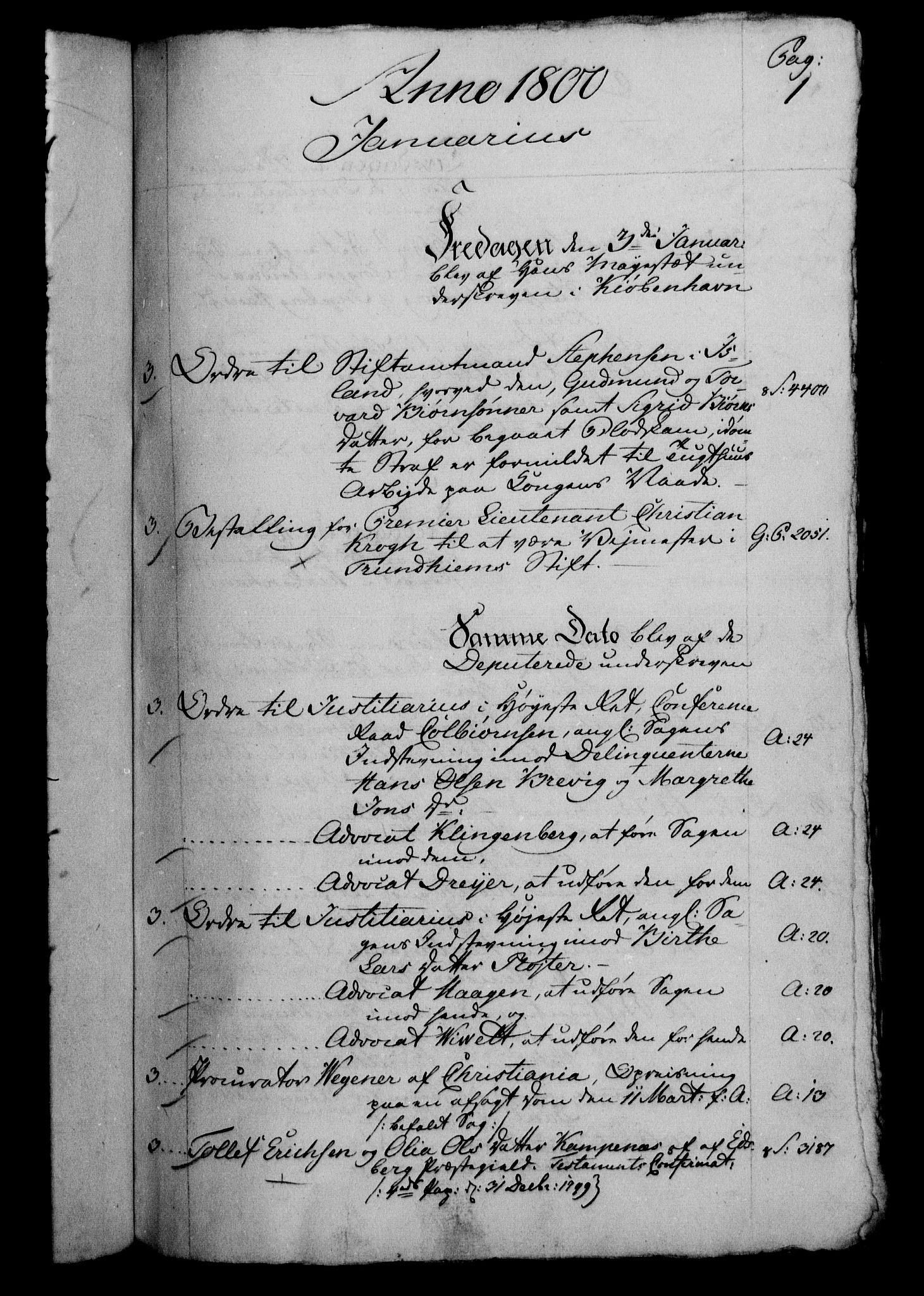 Danske Kanselli 1800-1814, RA/EA-3024/H/Hf/Hfb/Hfbc/L0001: Underskrivelsesbok m. register, 1800, p. 1