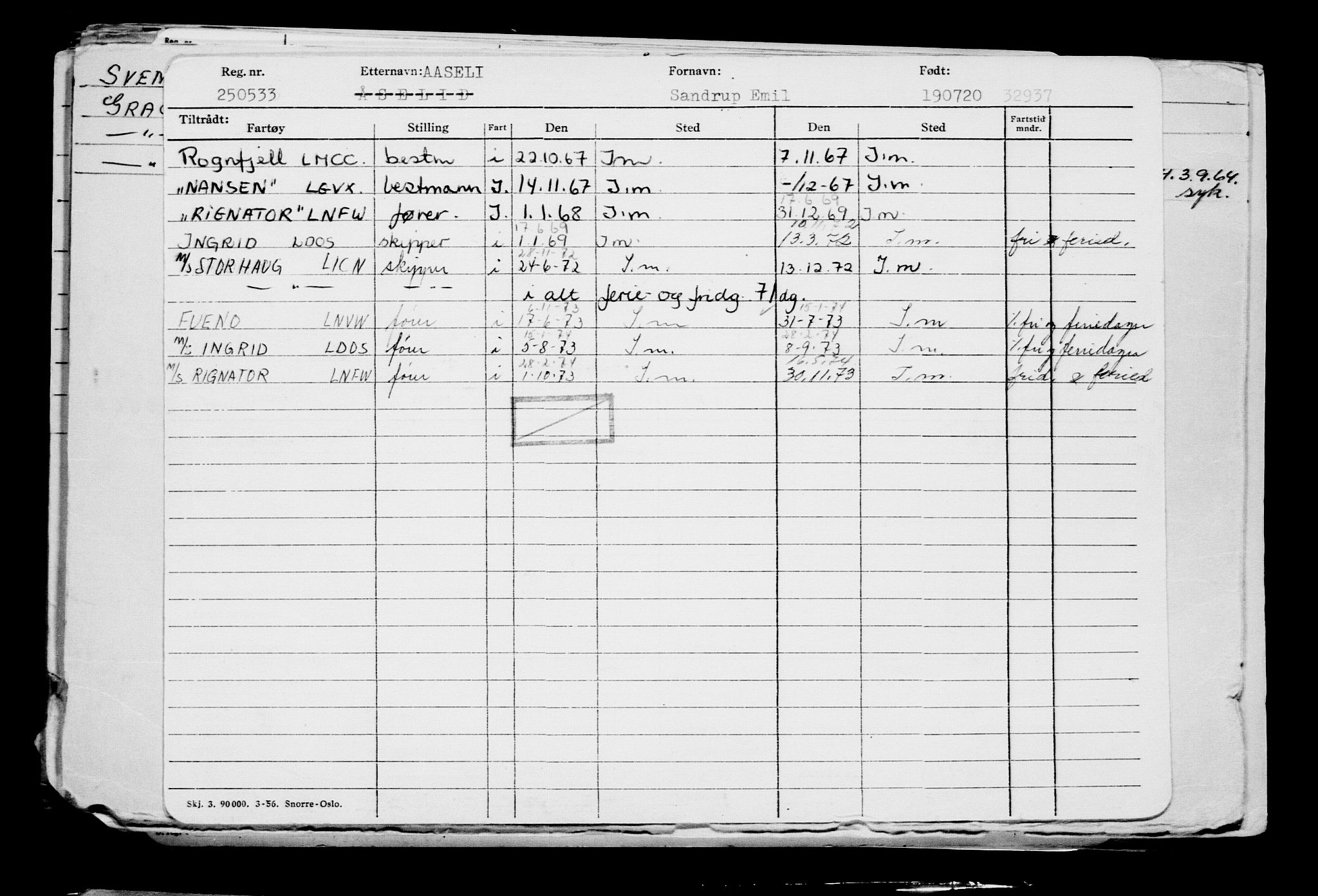 Direktoratet for sjømenn, RA/S-3545/G/Gb/L0183: Hovedkort, 1920, p. 457