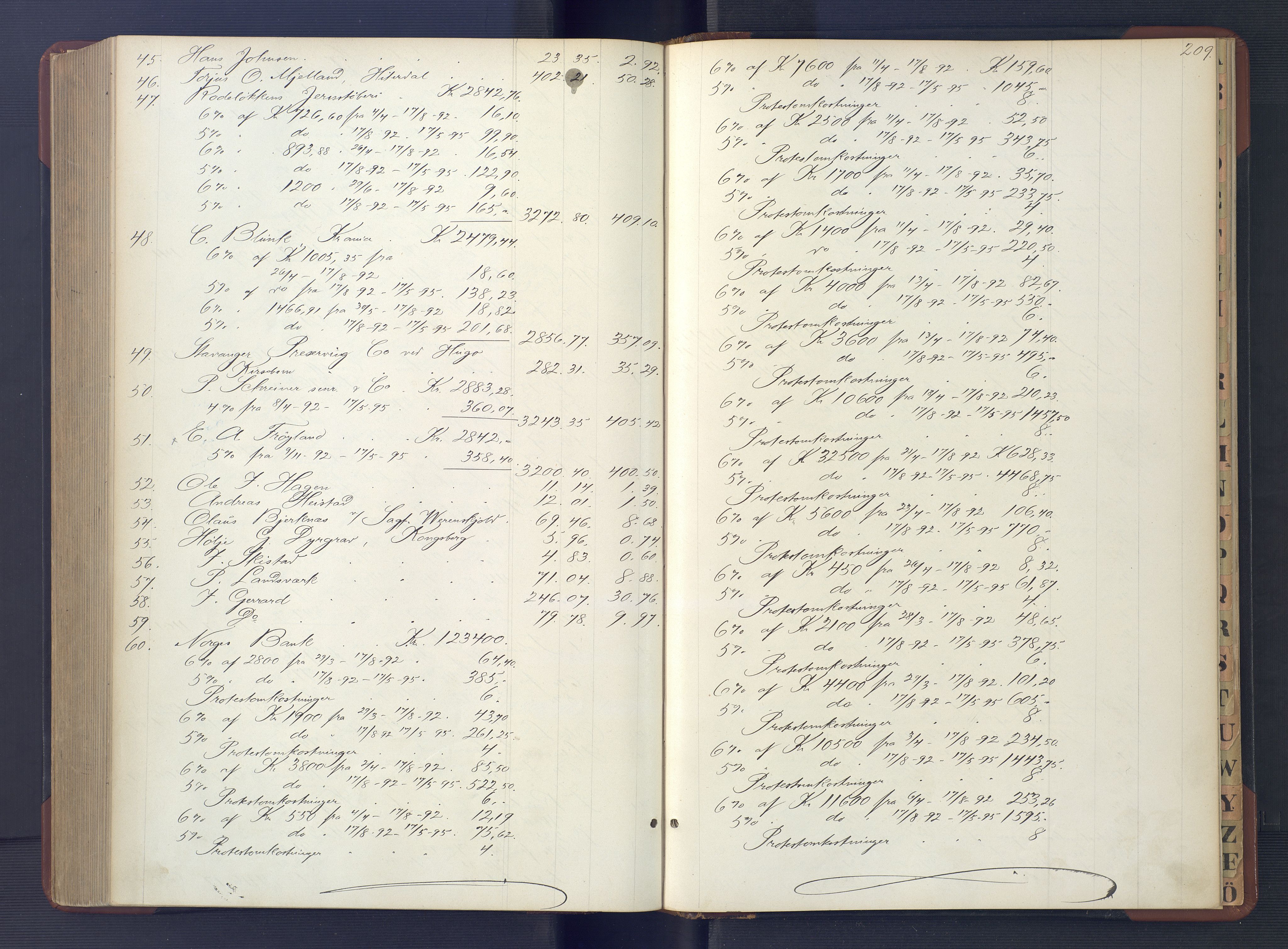 Kristiansand byrett, AV/SAK-1223-0001/H/Hc/L0058: Skifteutlodningsprotokoll nr. 4, med register, 1887-1894, p. 209