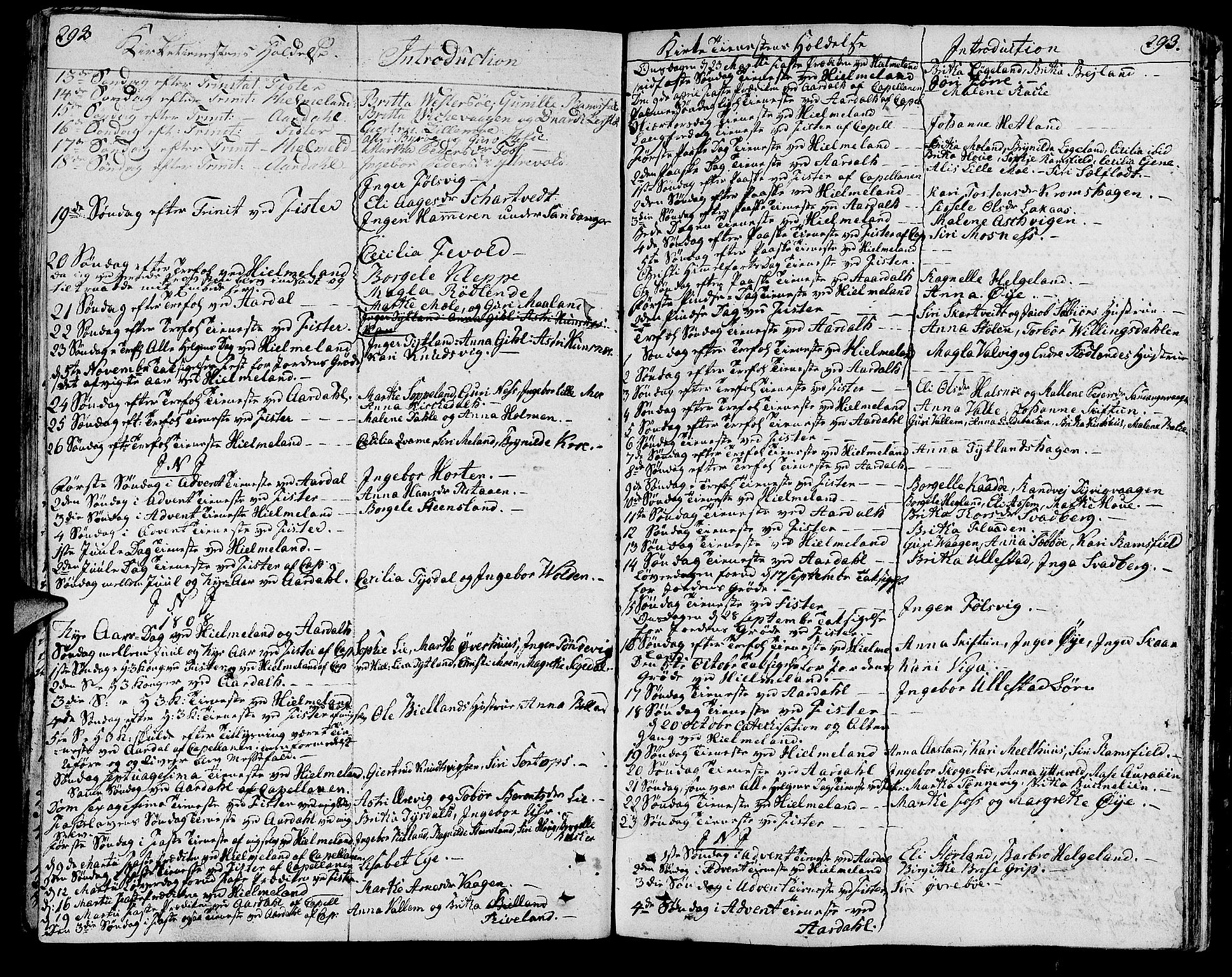 Hjelmeland sokneprestkontor, SAST/A-101843/01/IV/L0002: Parish register (official) no. A 2, 1799-1816, p. 292-293