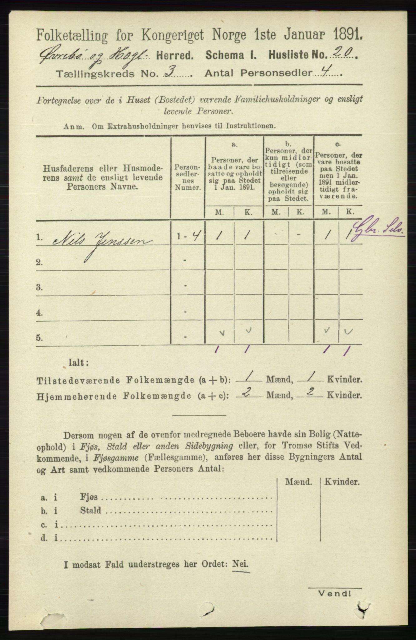 RA, 1891 census for 1016 Øvrebø og Hægeland, 1891, p. 518