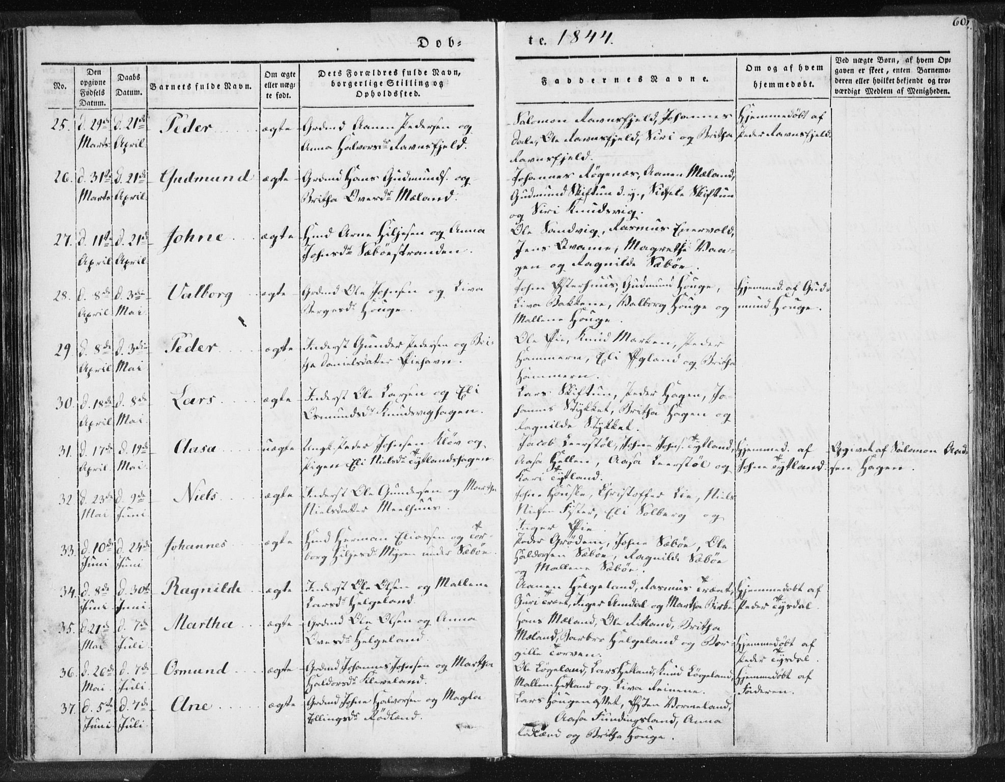 Hjelmeland sokneprestkontor, AV/SAST-A-101843/01/IV/L0006: Parish register (official) no. A 6, 1834-1845, p. 60