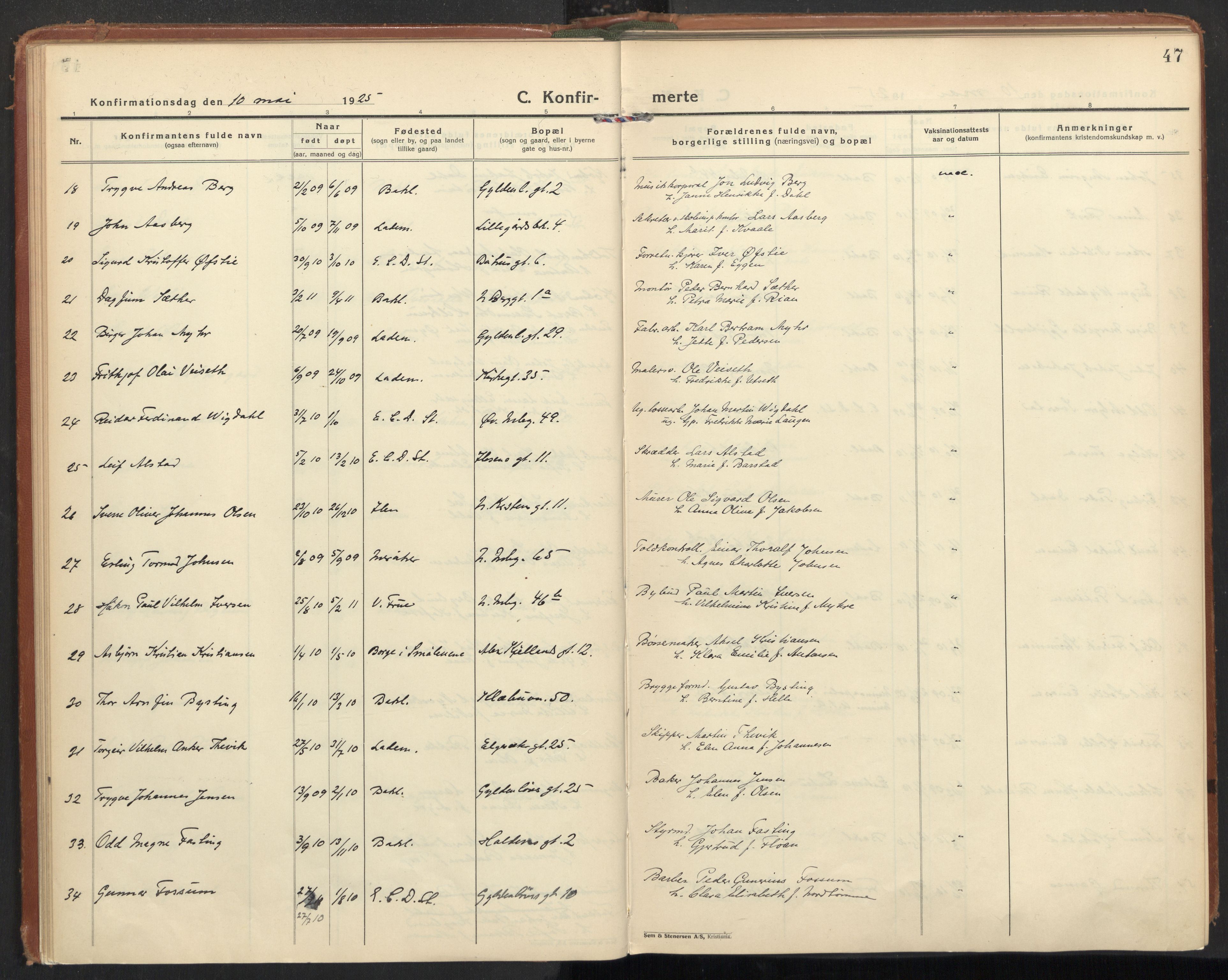 Ministerialprotokoller, klokkerbøker og fødselsregistre - Sør-Trøndelag, AV/SAT-A-1456/604/L0208: Parish register (official) no. 604A28, 1923-1937, p. 47