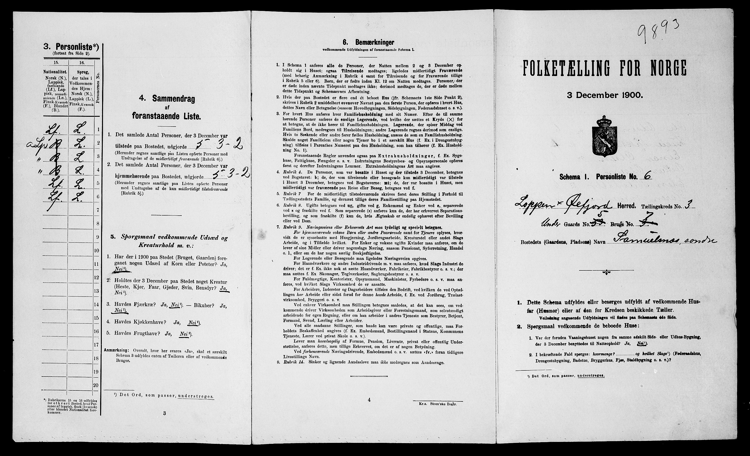 SATØ, 1900 census for Loppa, 1900, p. 229