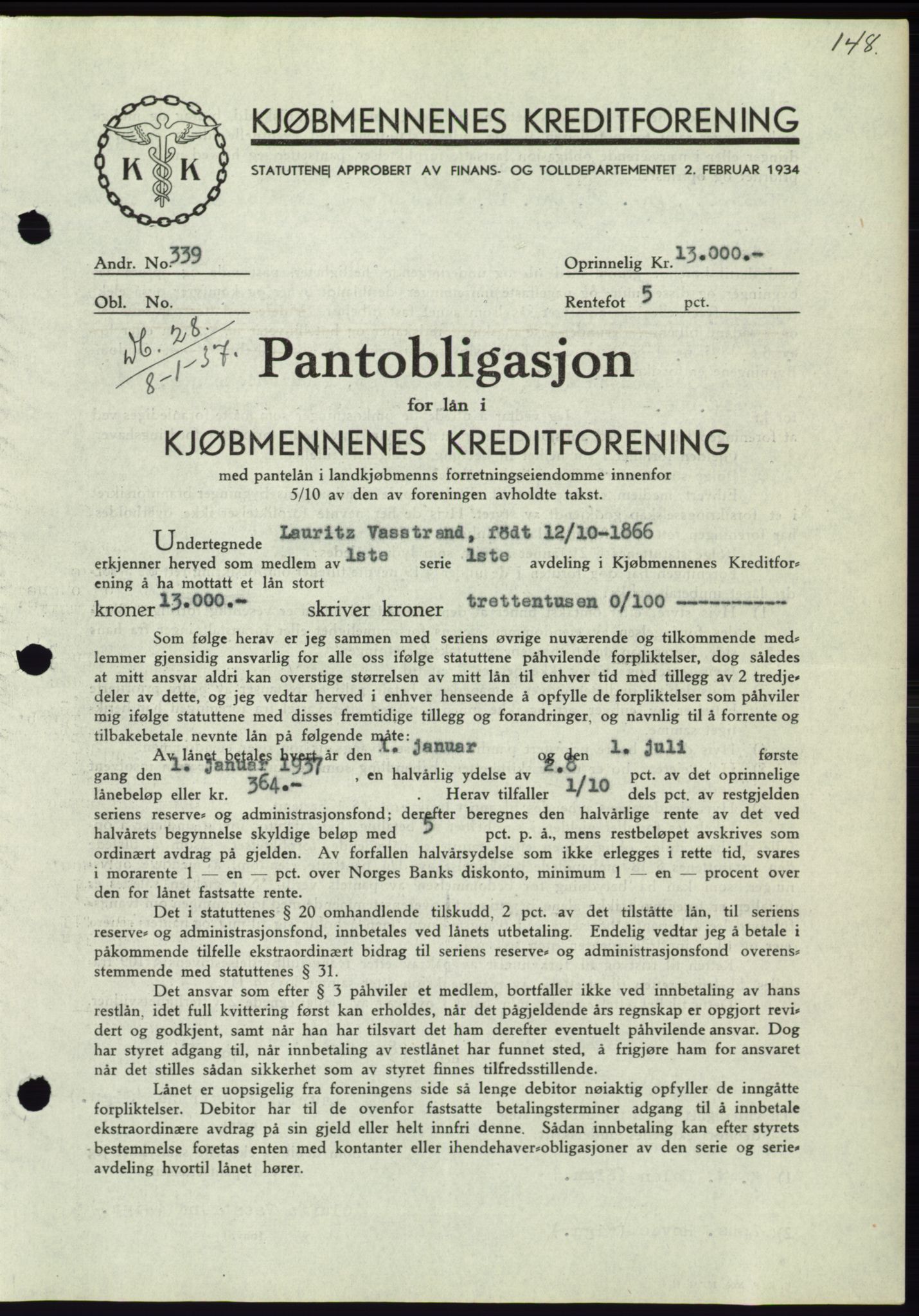 Søre Sunnmøre sorenskriveri, AV/SAT-A-4122/1/2/2C/L0062: Mortgage book no. 56, 1936-1937, Diary no: : 28/1937