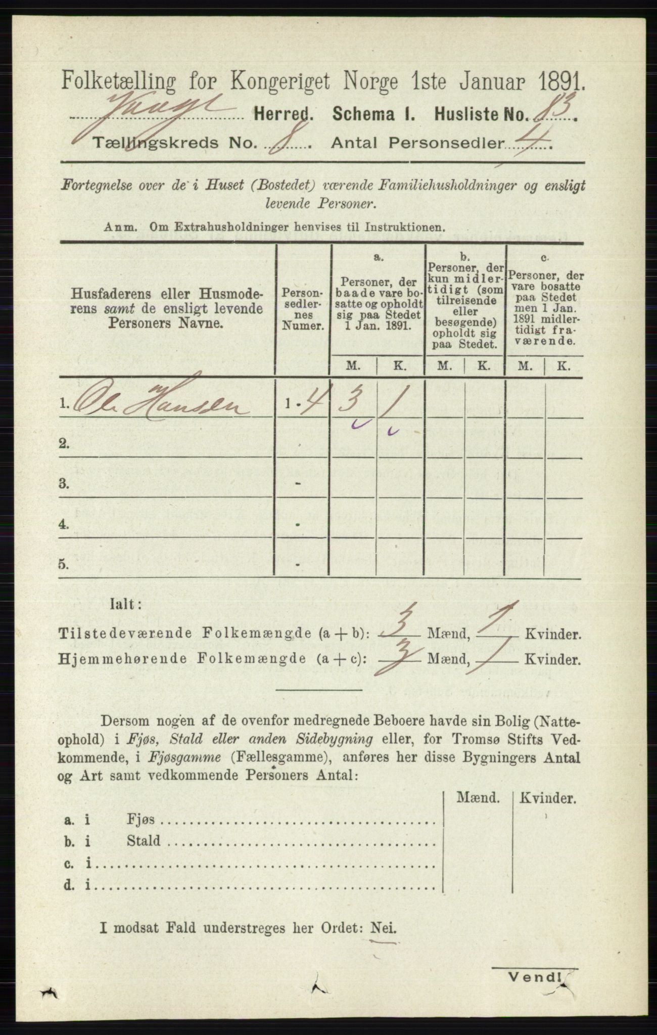 RA, 1891 census for 0515 Vågå, 1891, p. 4874