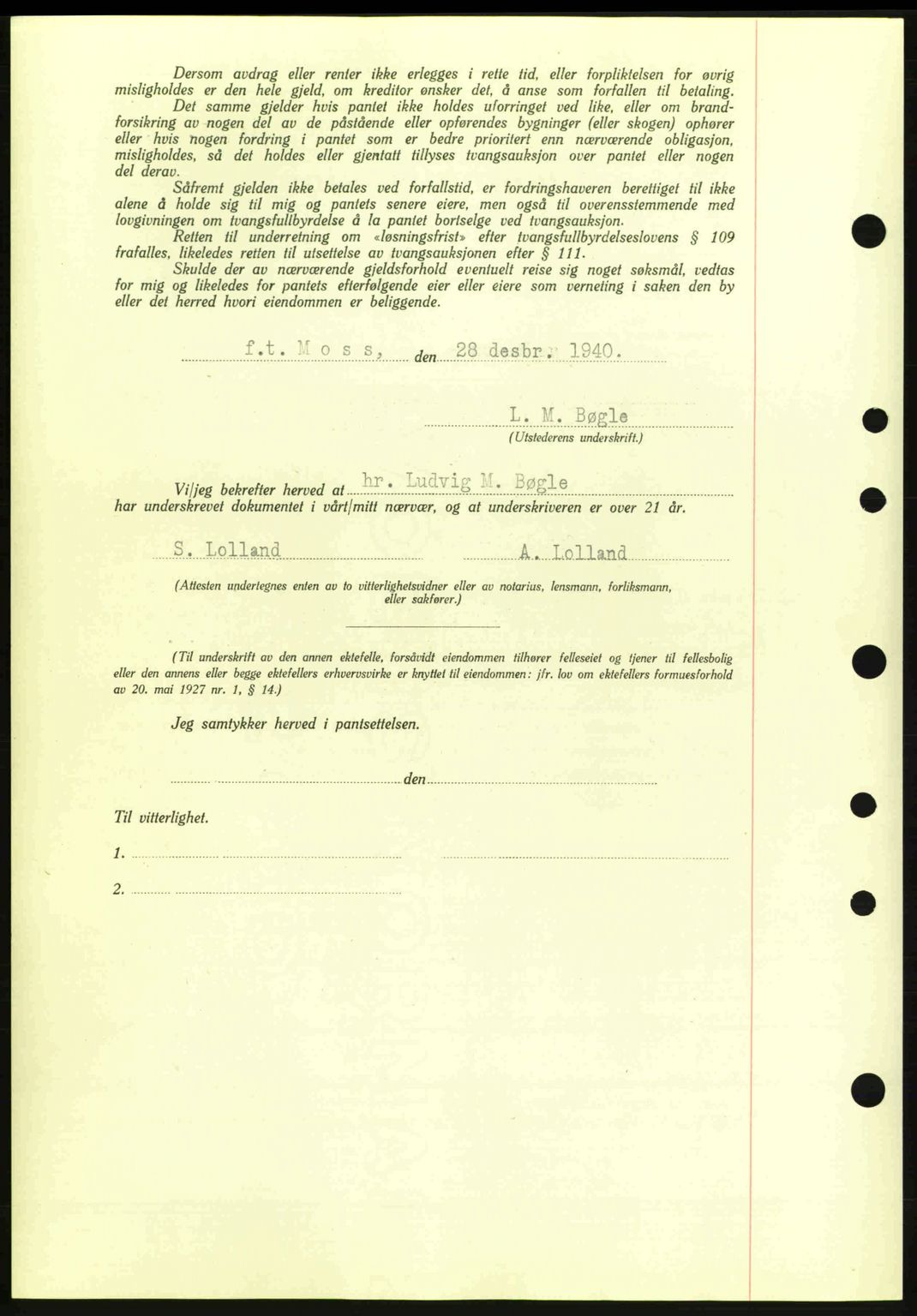 Moss sorenskriveri, SAO/A-10168: Mortgage book no. B10, 1940-1941, Diary no: : 2056/1940
