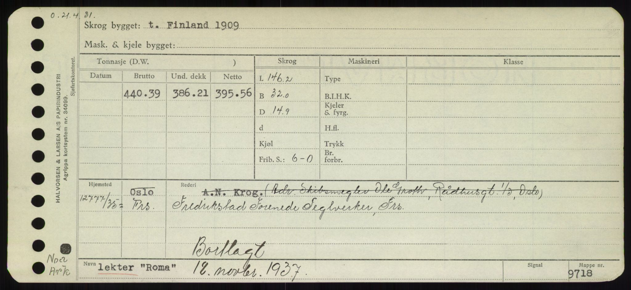 Sjøfartsdirektoratet med forløpere, Skipsmålingen, RA/S-1627/H/Hd/L0031: Fartøy, Rju-Sam, p. 95