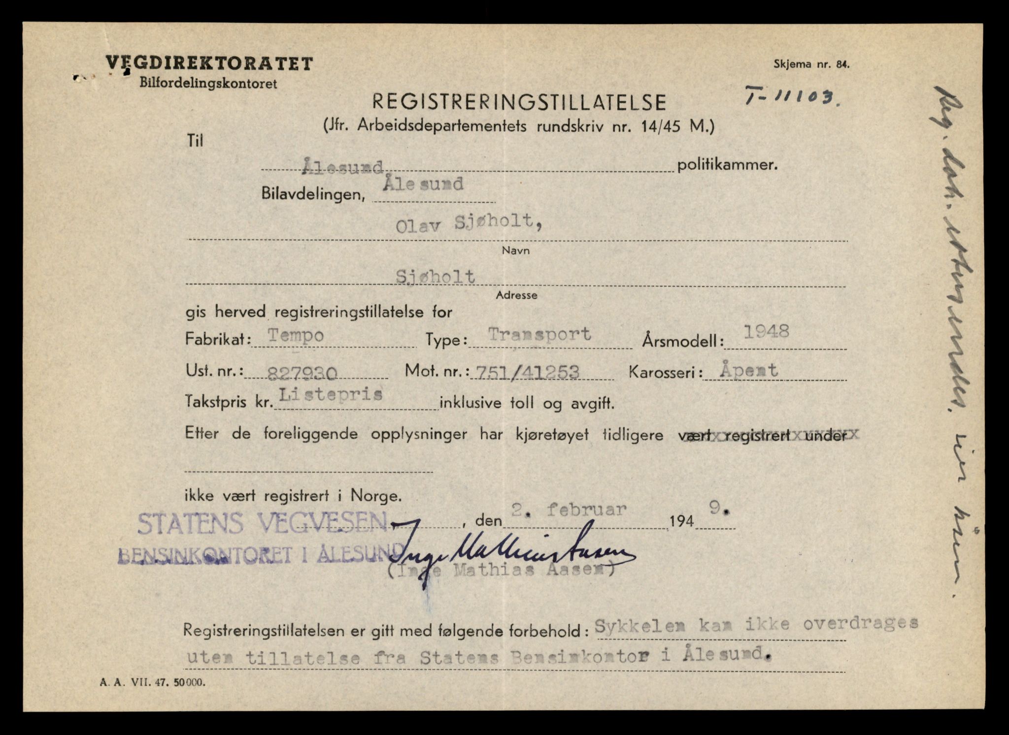 Møre og Romsdal vegkontor - Ålesund trafikkstasjon, AV/SAT-A-4099/F/Fe/L0029: Registreringskort for kjøretøy T 11430 - T 11619, 1927-1998, p. 1453