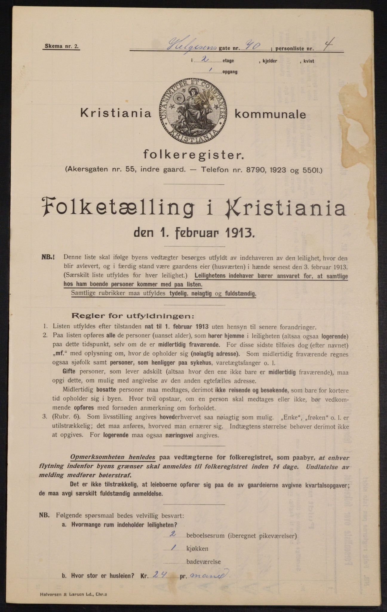 OBA, Municipal Census 1913 for Kristiania, 1913, p. 38298