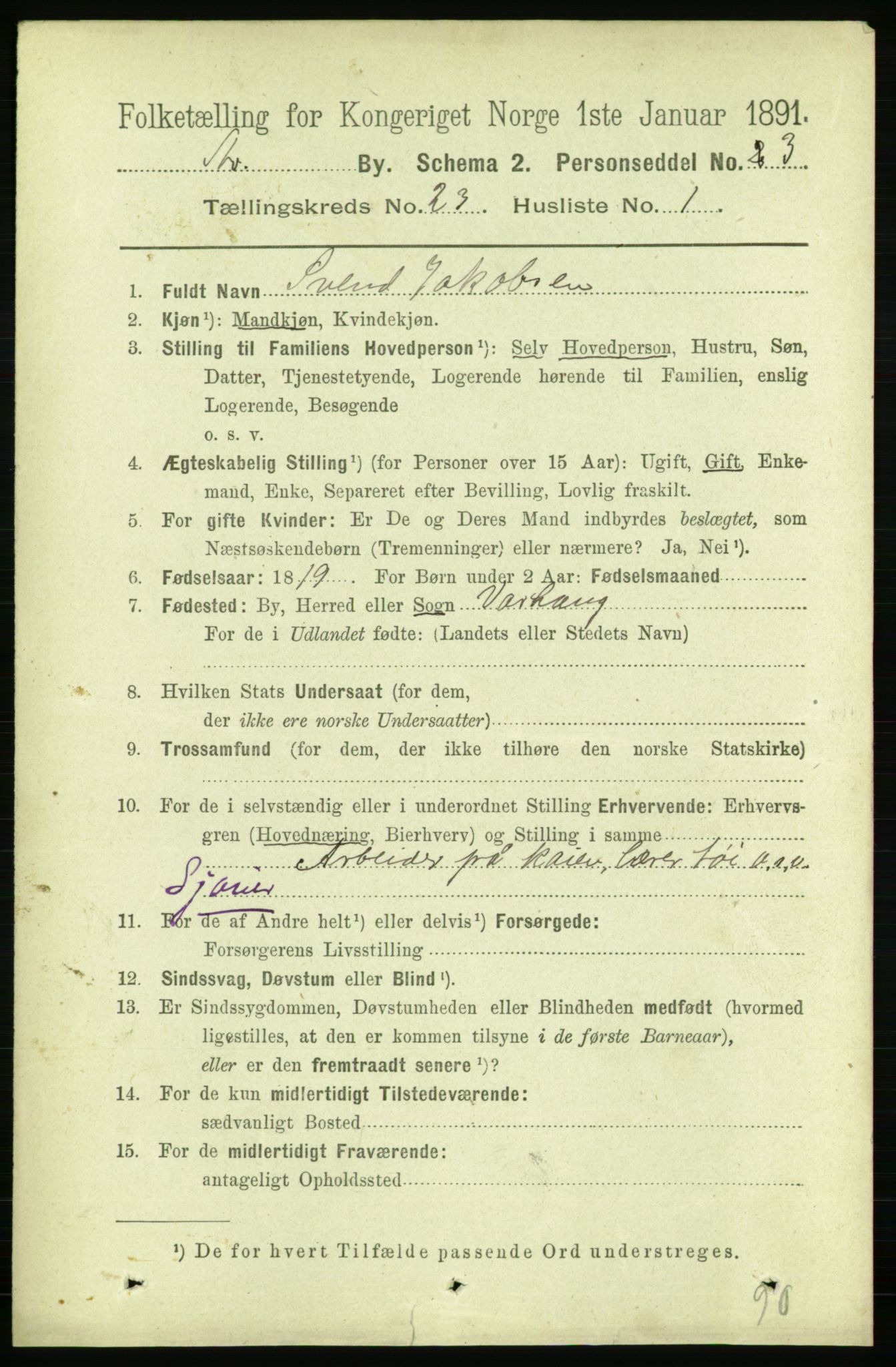 RA, 1891 census for 1103 Stavanger, 1891, p. 25254