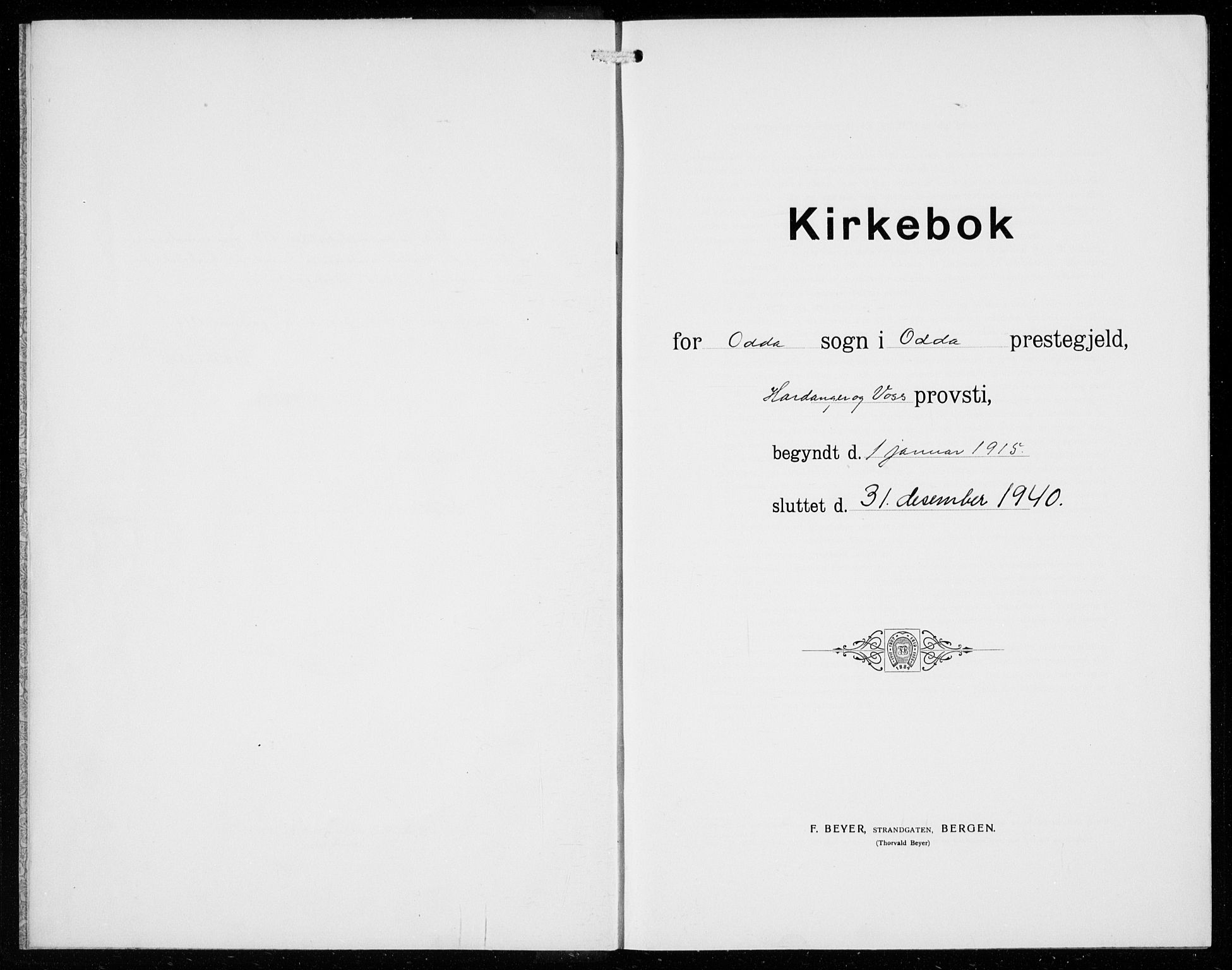 Odda Sokneprestembete, SAB/A-77201/H/Hab: Parish register (copy) no. D 2, 1915-1940