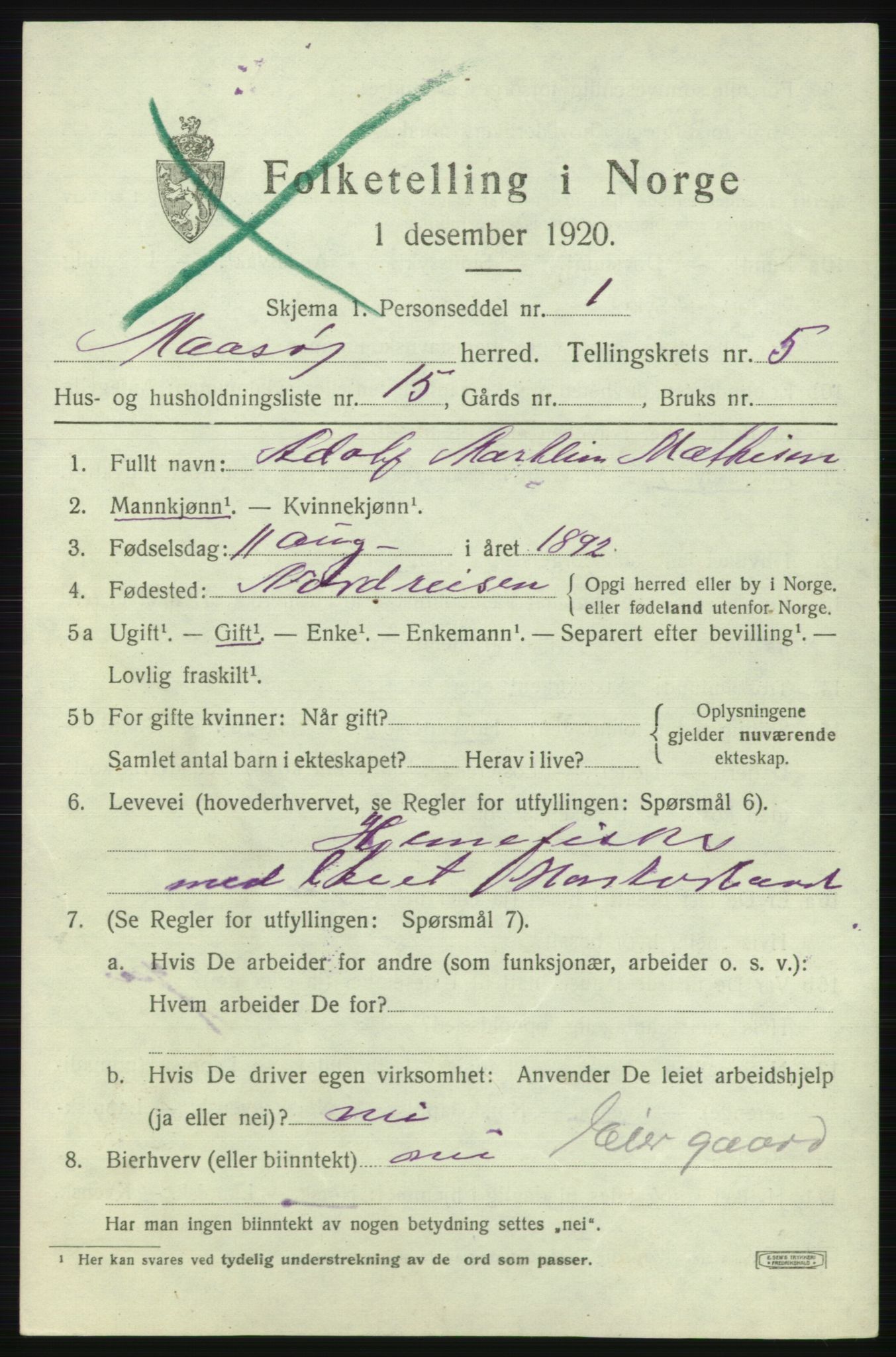 SATØ, 1920 census for Måsøy, 1920, p. 2624
