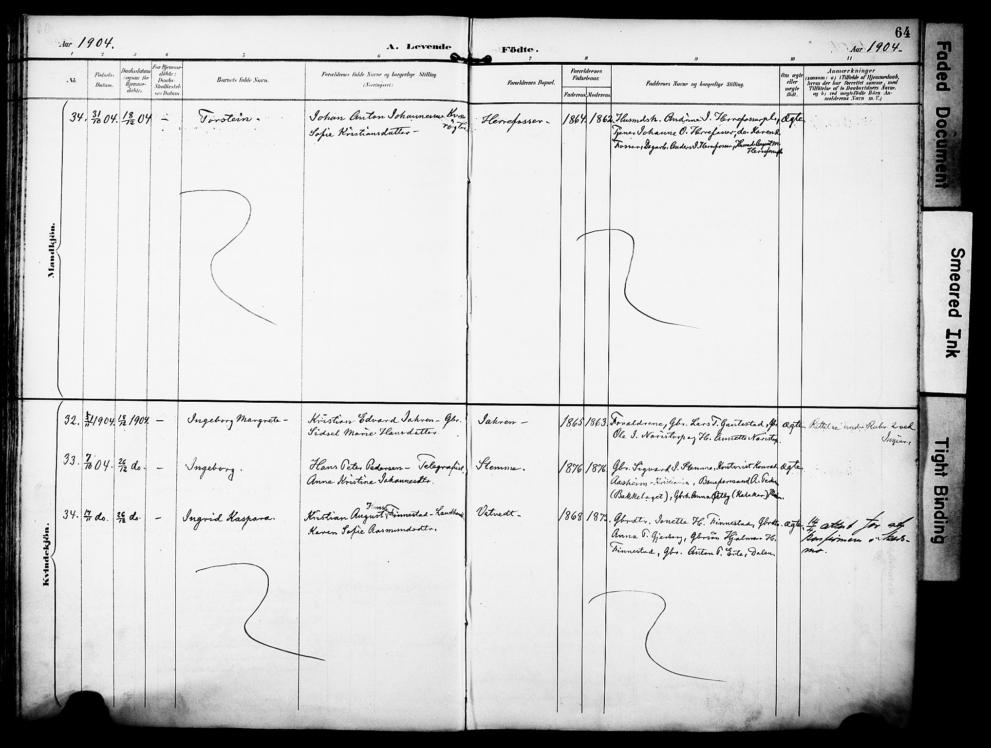 Rakkestad prestekontor Kirkebøker, AV/SAO-A-2008/F/Fa/L0013: Parish register (official) no. I 13, 1894-1908, p. 64