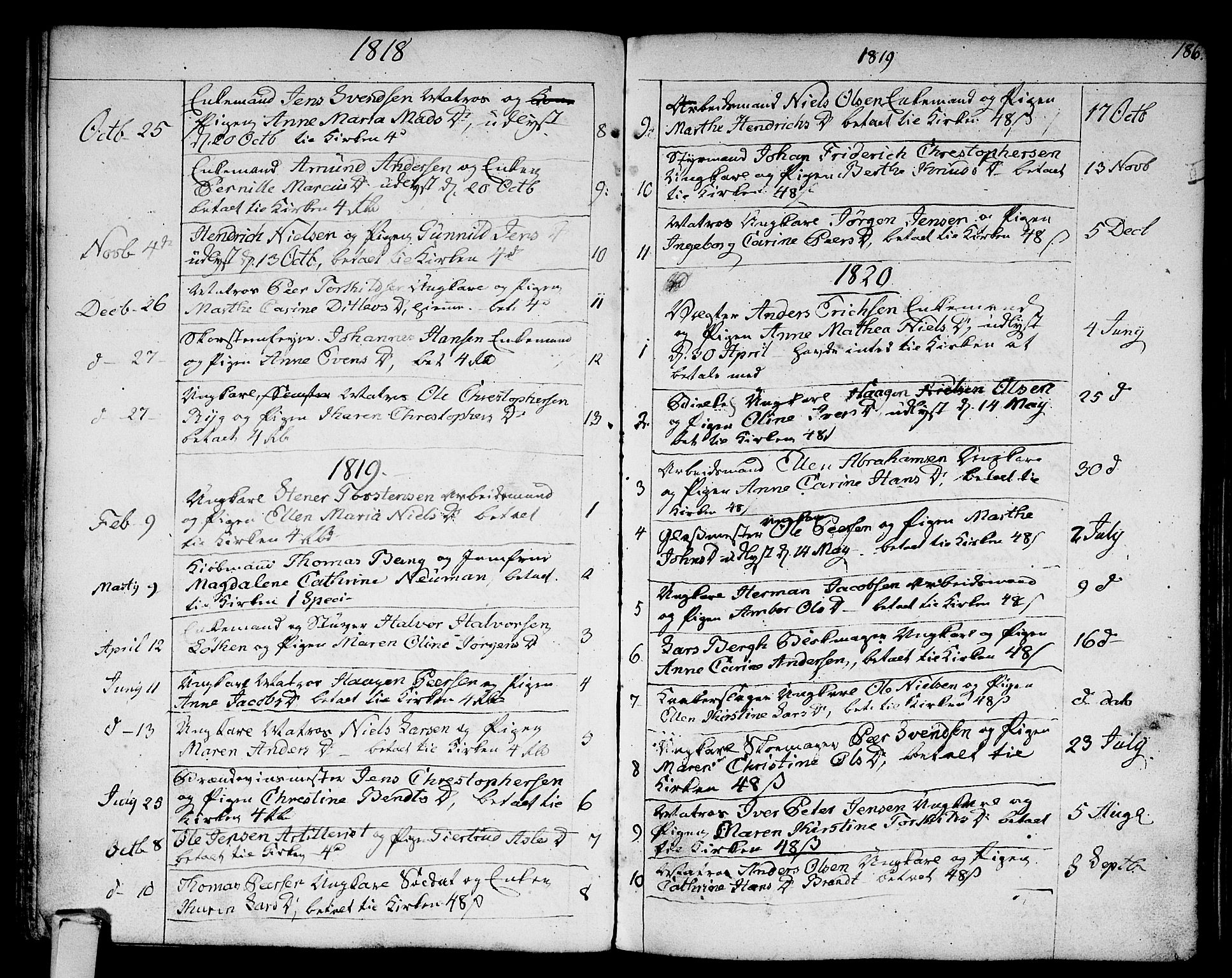 Strømsø kirkebøker, SAKO/A-246/F/Fa/L0010: Parish register (official) no. I 10, 1792-1822, p. 186