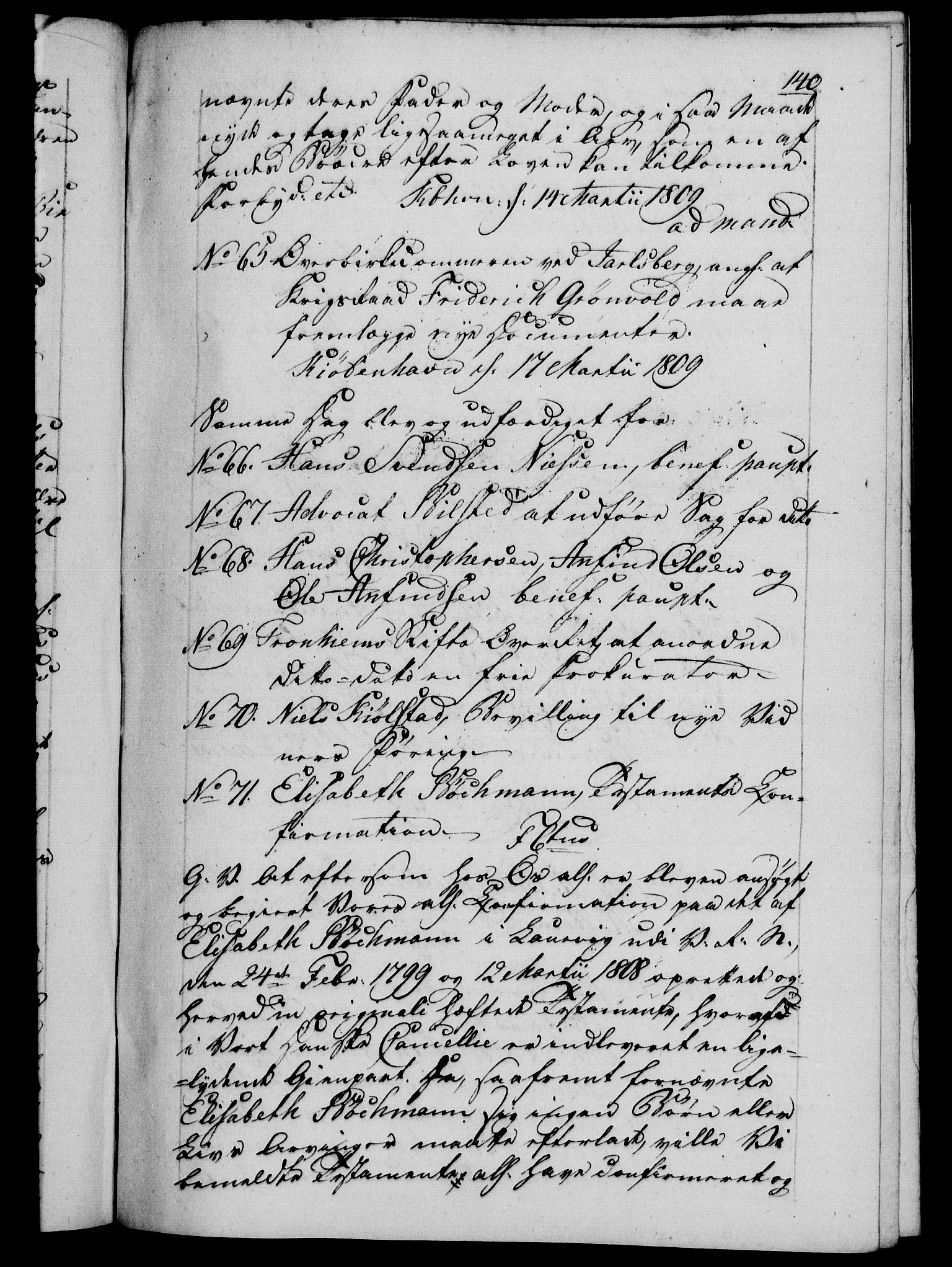 Danske Kanselli 1800-1814, AV/RA-EA-3024/H/Hf/Hfb/Hfba/L0004: Registranter, 1808-1810, p. 140a